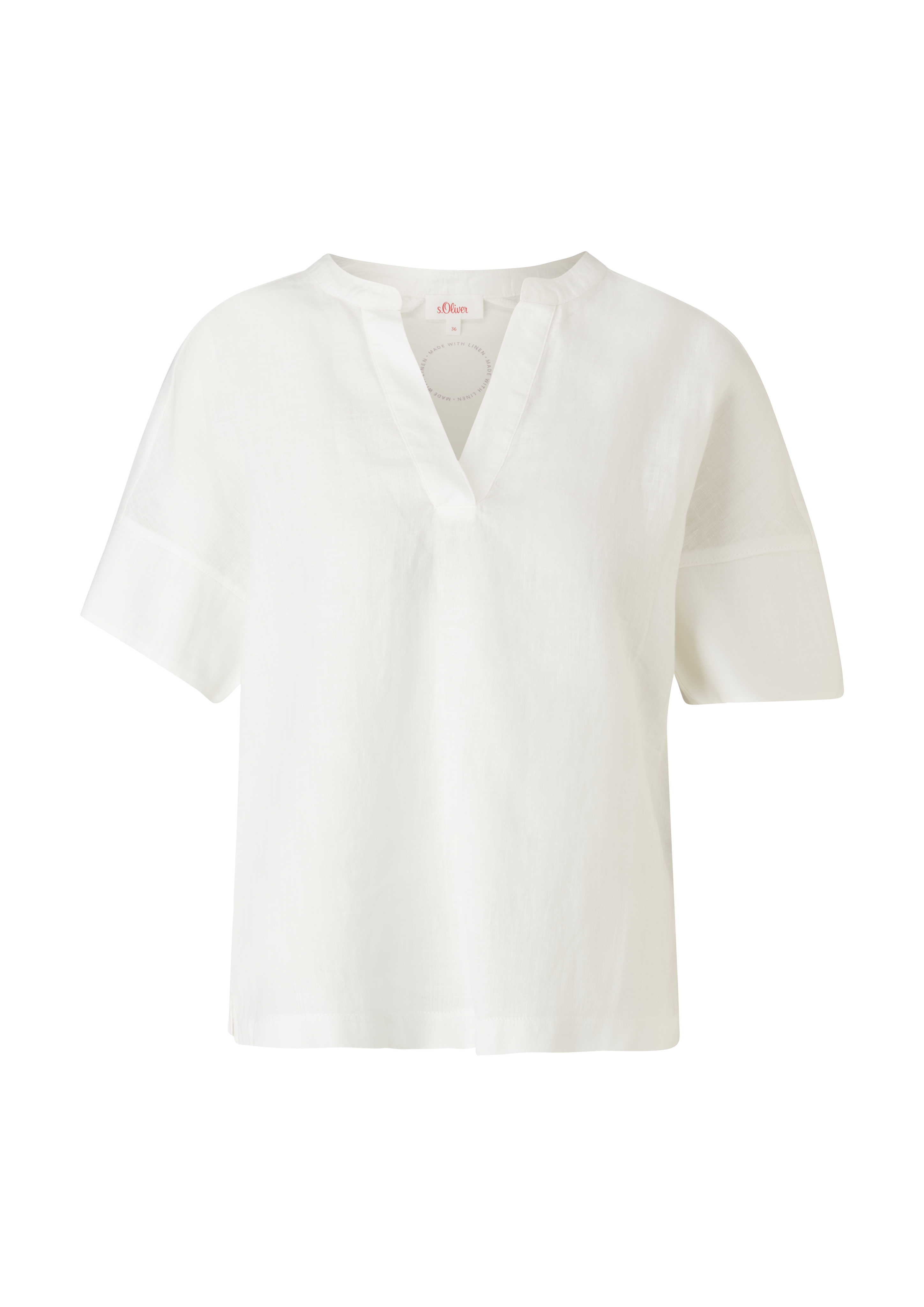 s.Oliver - T-Shirt im Materialmix, Damen, creme