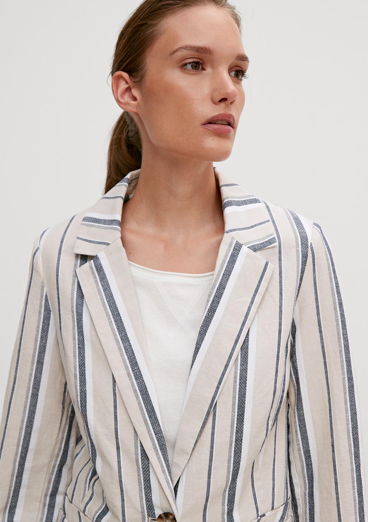 comma Linen blend blazer with stripes