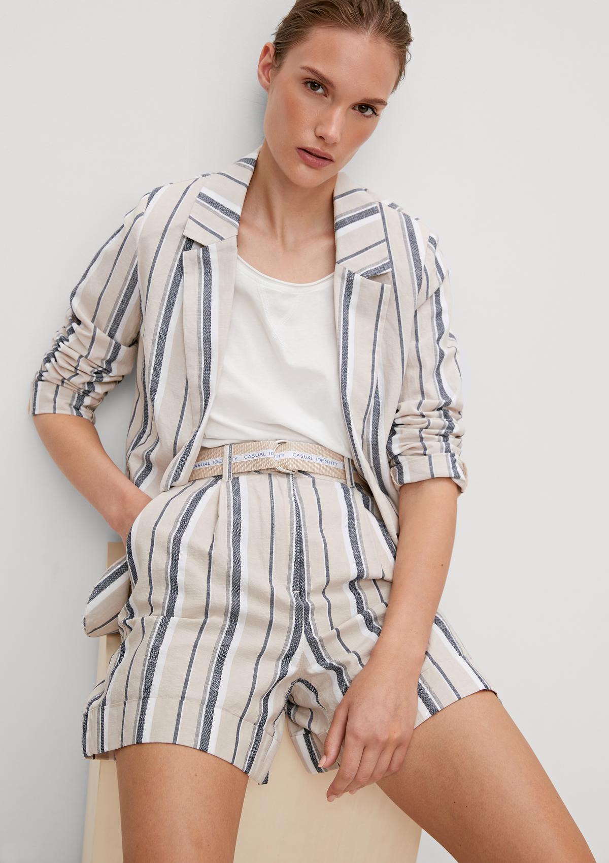 comma Linen blend blazer with stripes