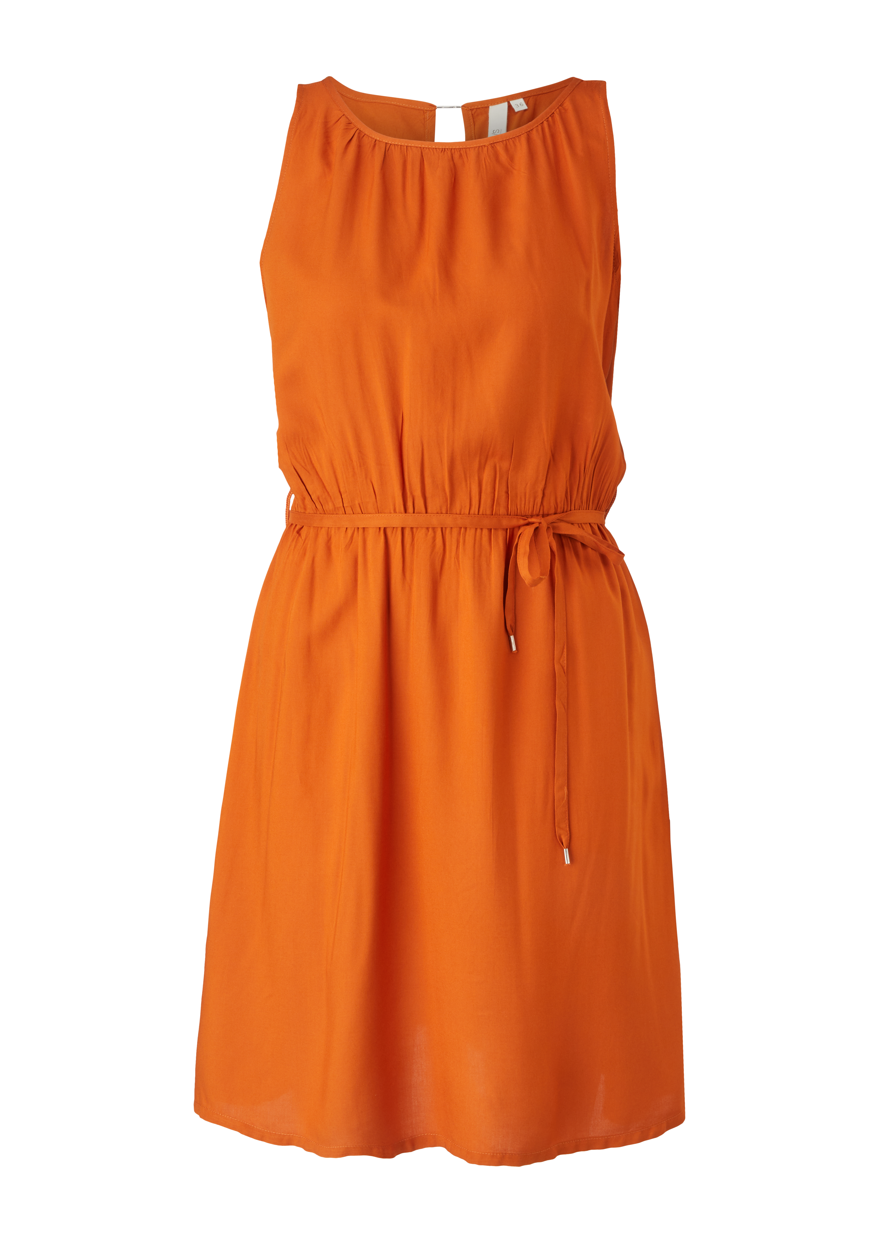 QS - Viskosekleid mit Bindegürtel, Damen, Orange