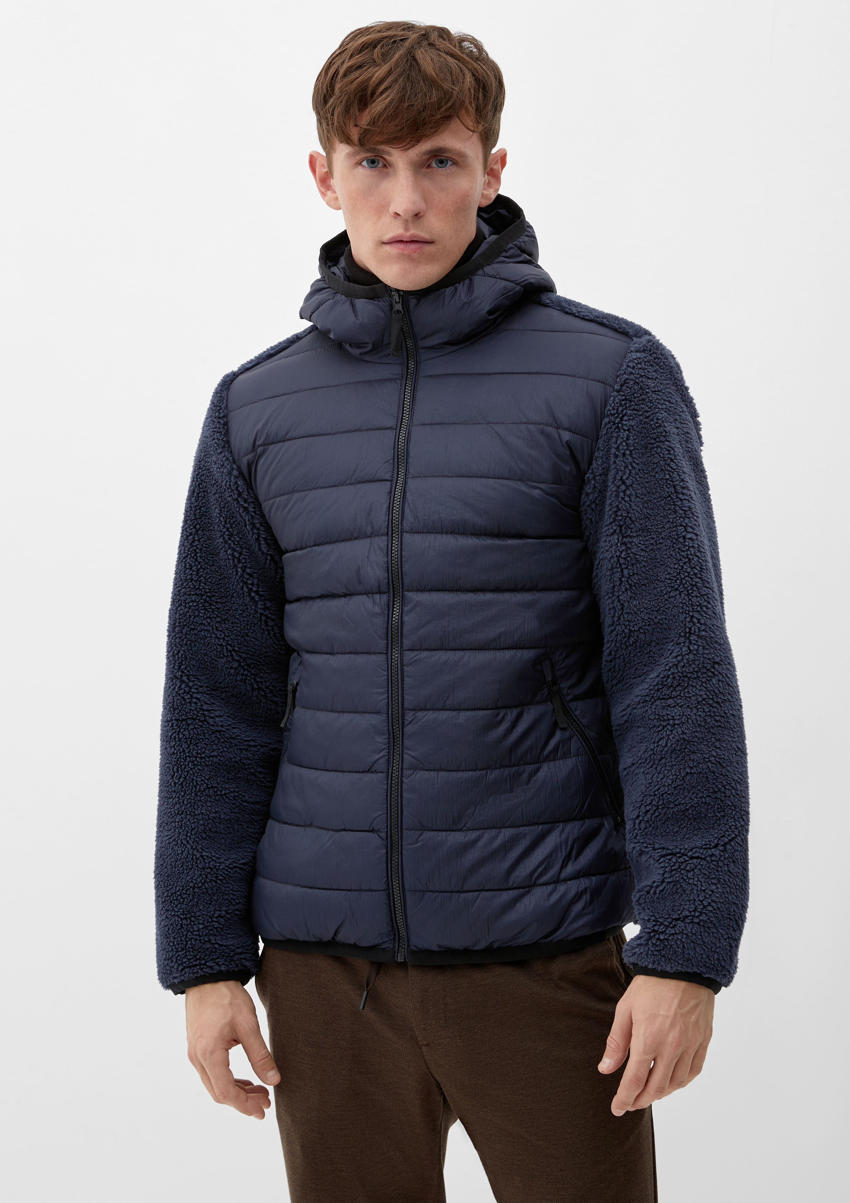 a navy in materials mix of - Jacket