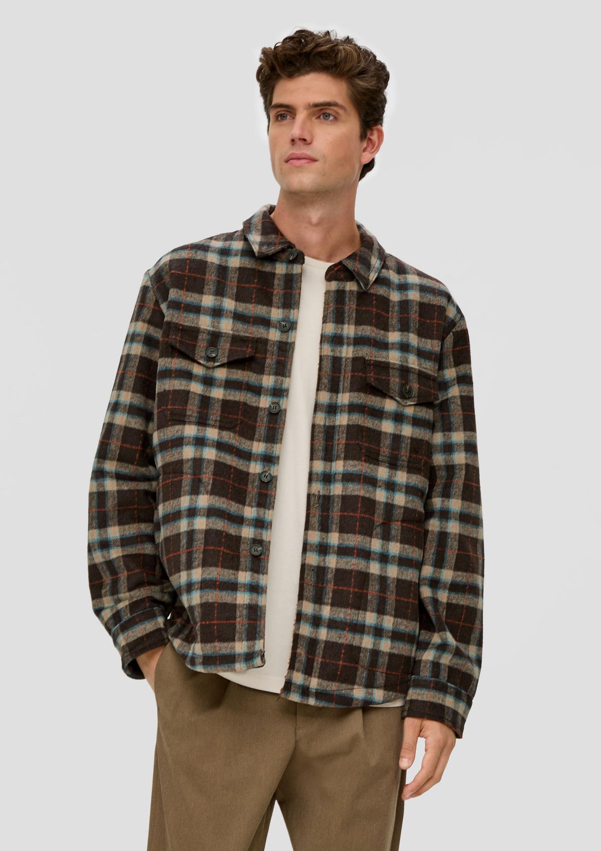 Shirt jacket with plush lining