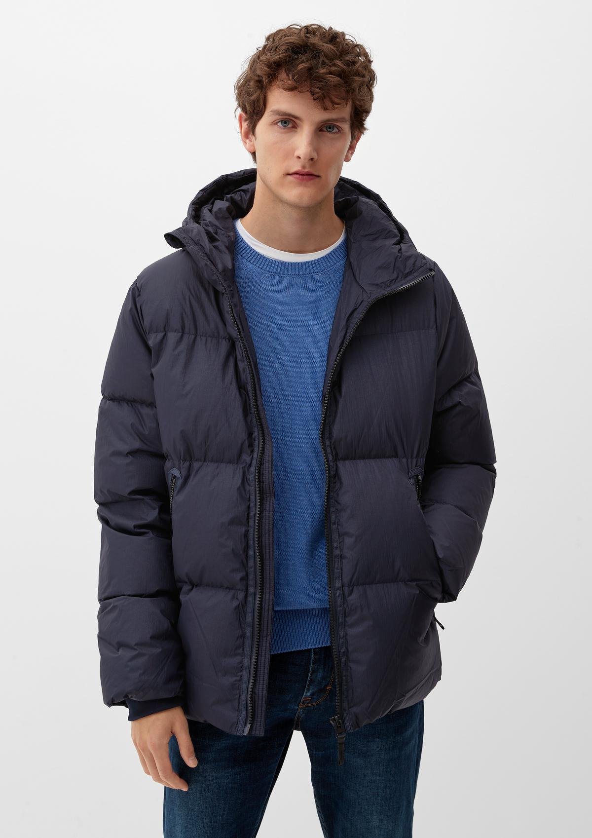 - navy puffer jacket Hooded