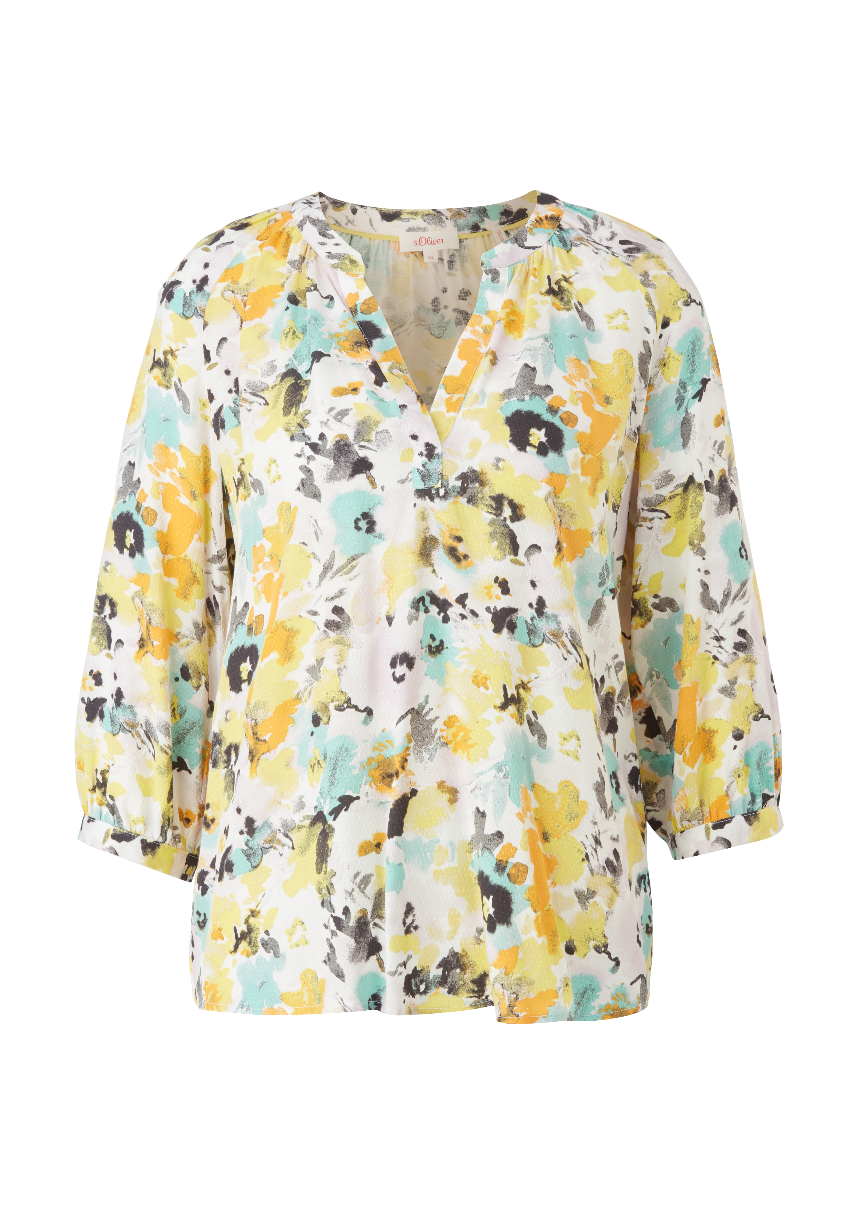 s.Oliver - Bluse mit Allover-Print, Damen, creme|mehrfarbig|gelb