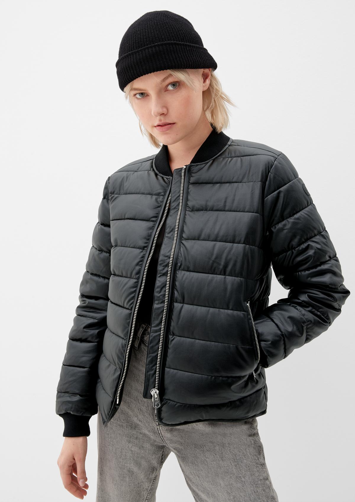 s.Oliver Faux leather quilted bomber jacket