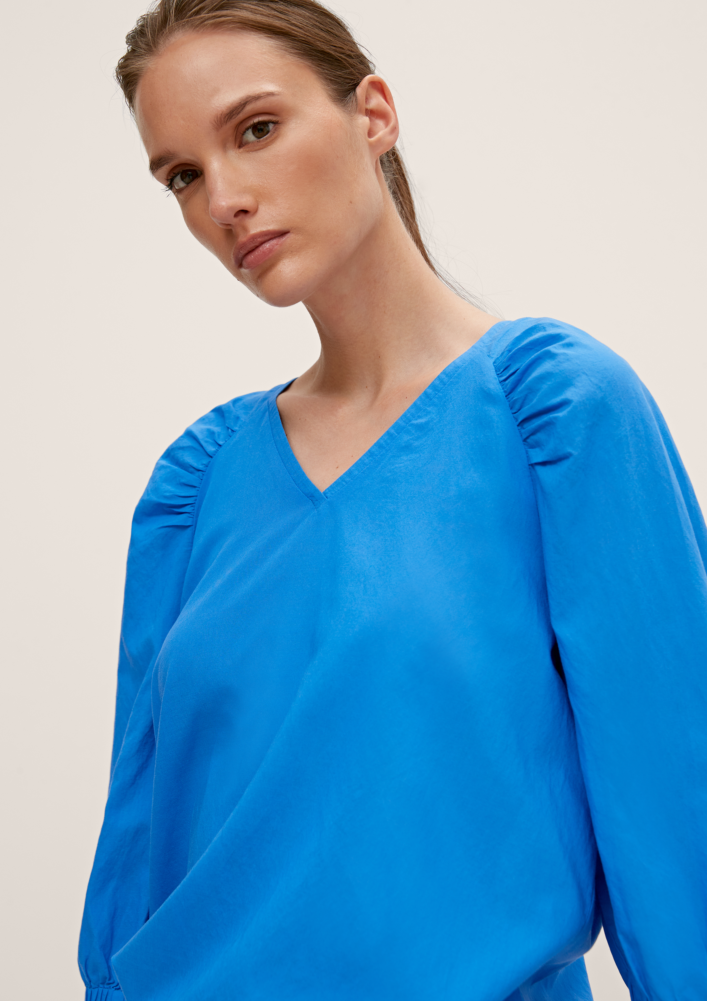 Tunic blouse with gathers - royal blue | Comma