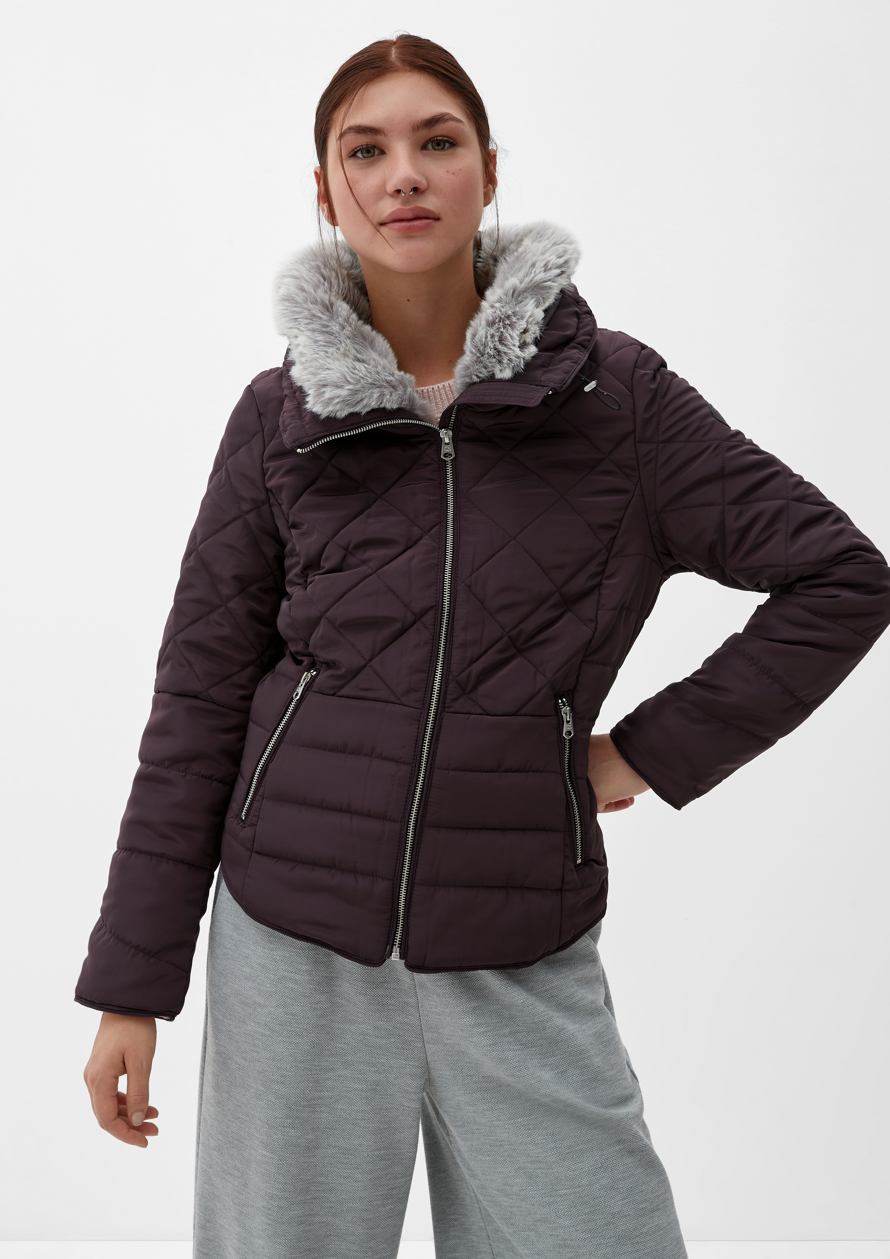 Puffer jacket with faux hotsell fur collar