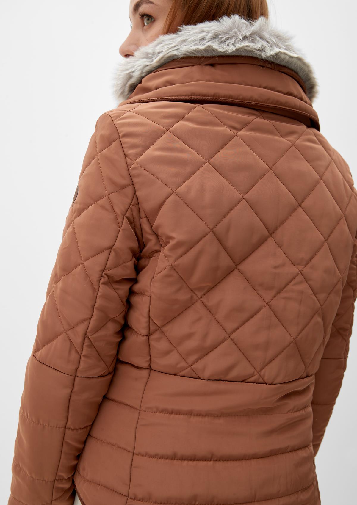 s.Oliver Quilted jacket with a detachable faux fur collar