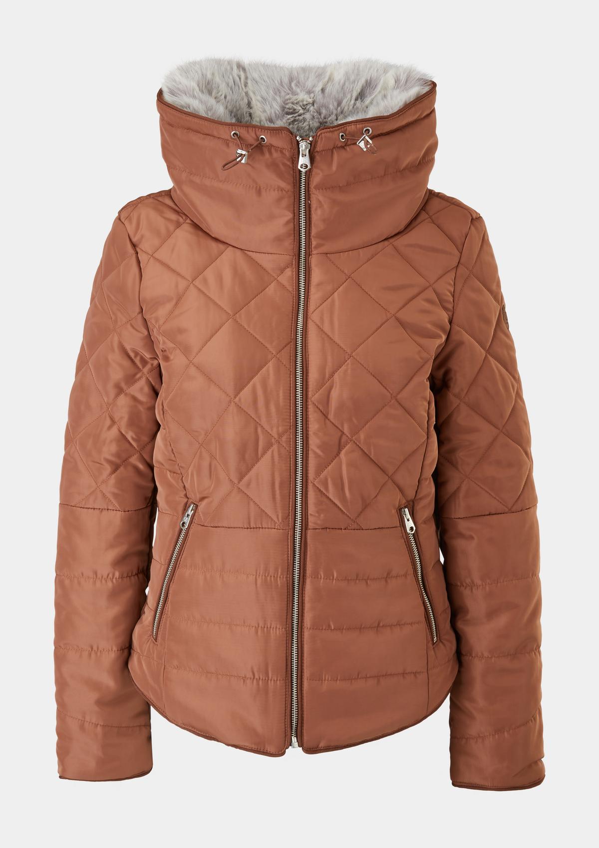 s.Oliver Quilted jacket with a detachable faux fur collar
