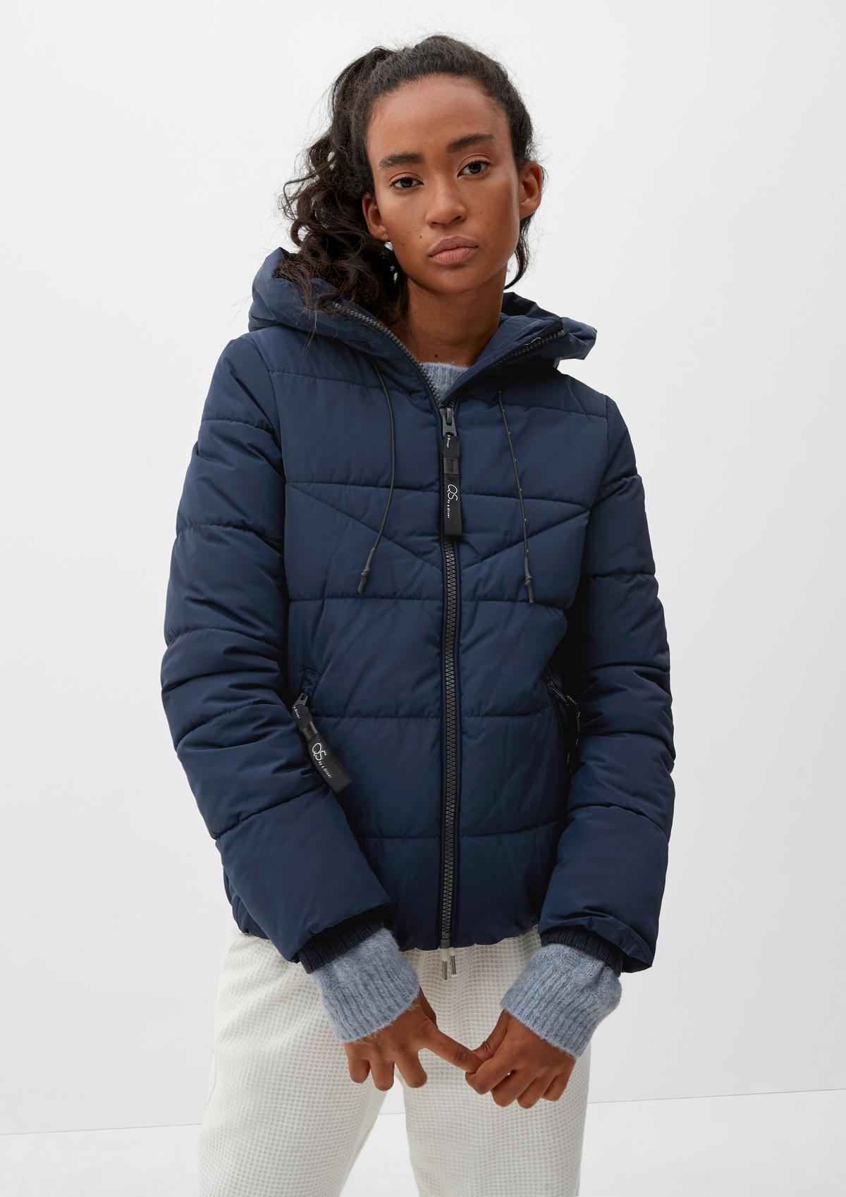 Quilted jacket with a hood - rose