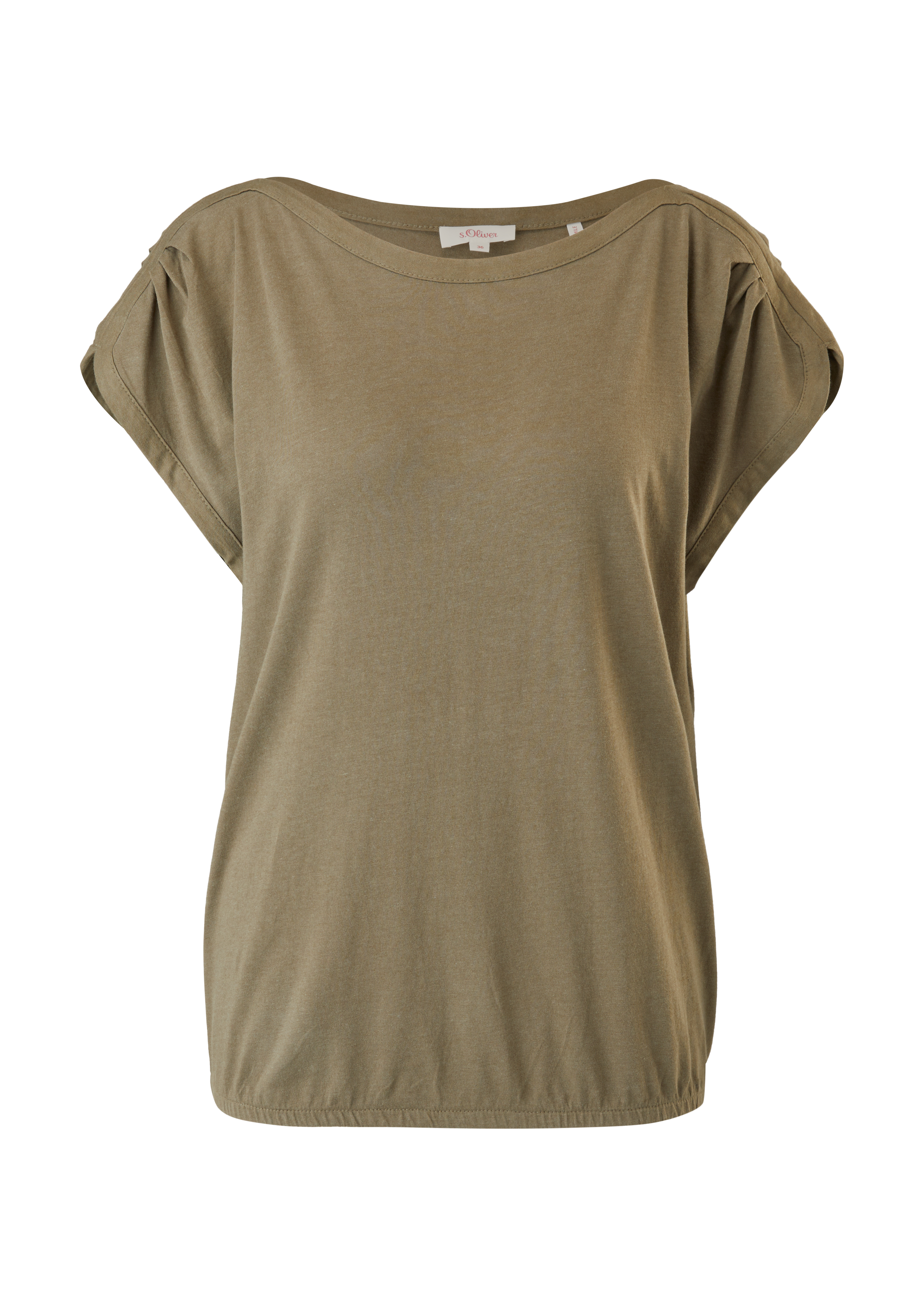 s.Oliver - T-Shirt mit Faltendetail, Damen, Grün