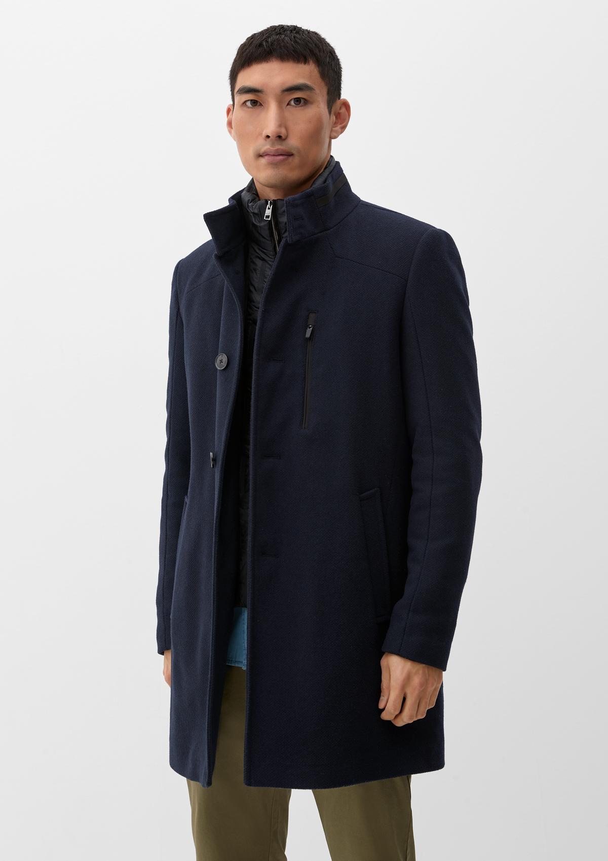 Wool blend coat with a stand-up collar