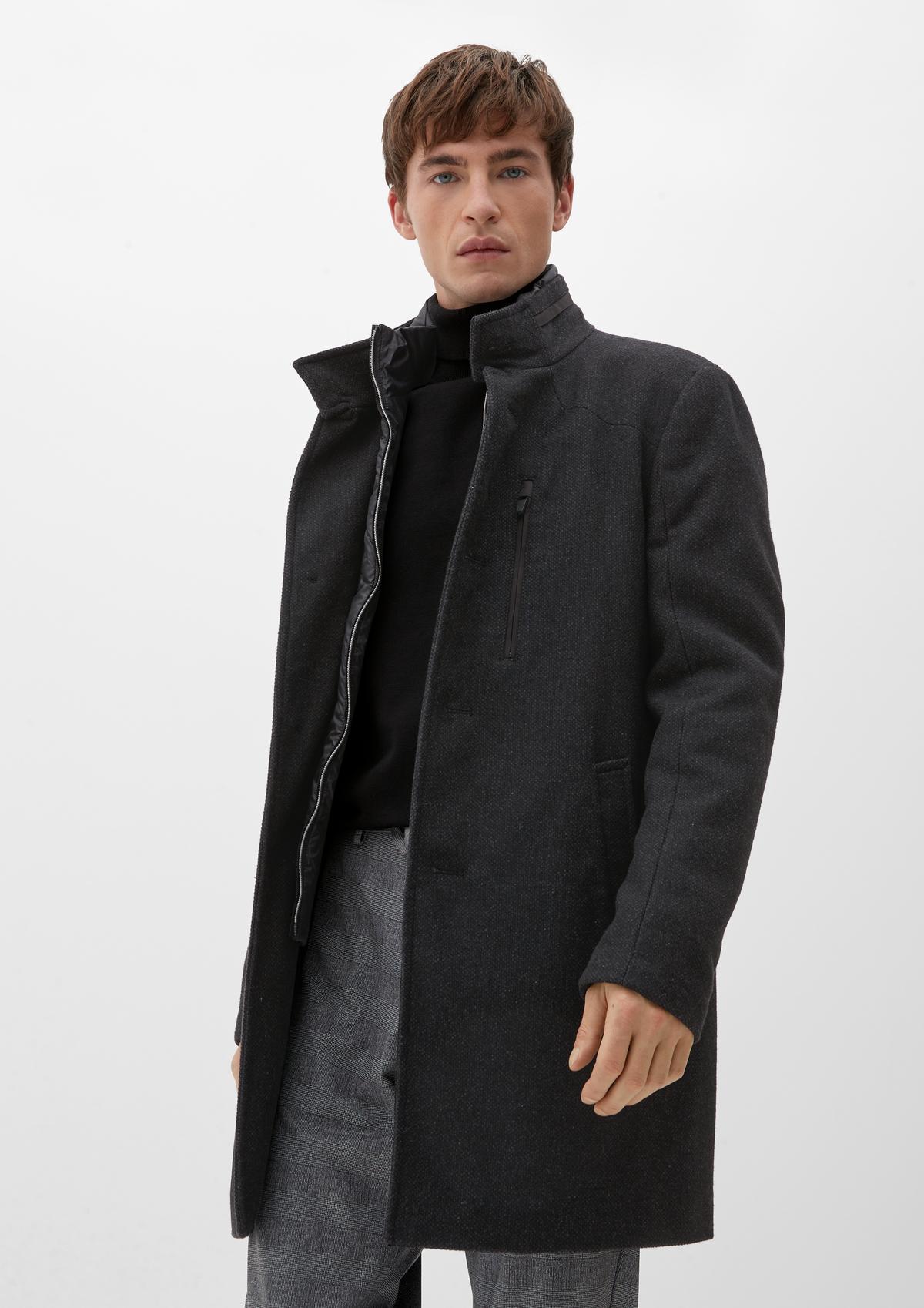 with coat a collar Wool - blend closable navy
