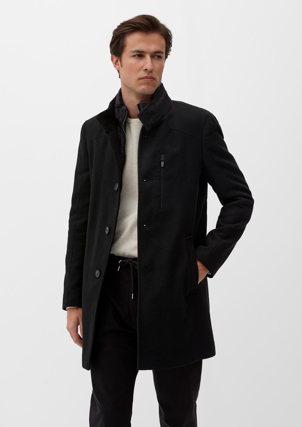 Wool blend coat with a stand-up collar - navy | s.Oliver