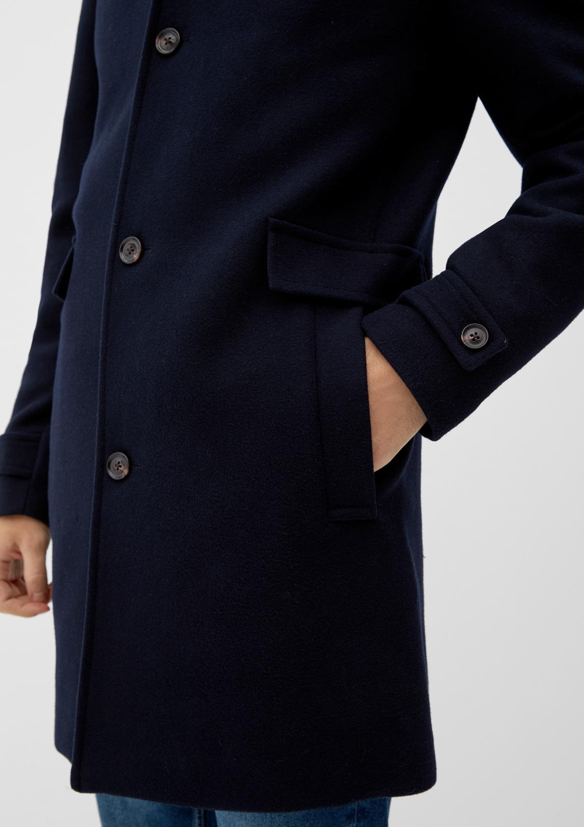 coat blend collar - with a closable Wool navy