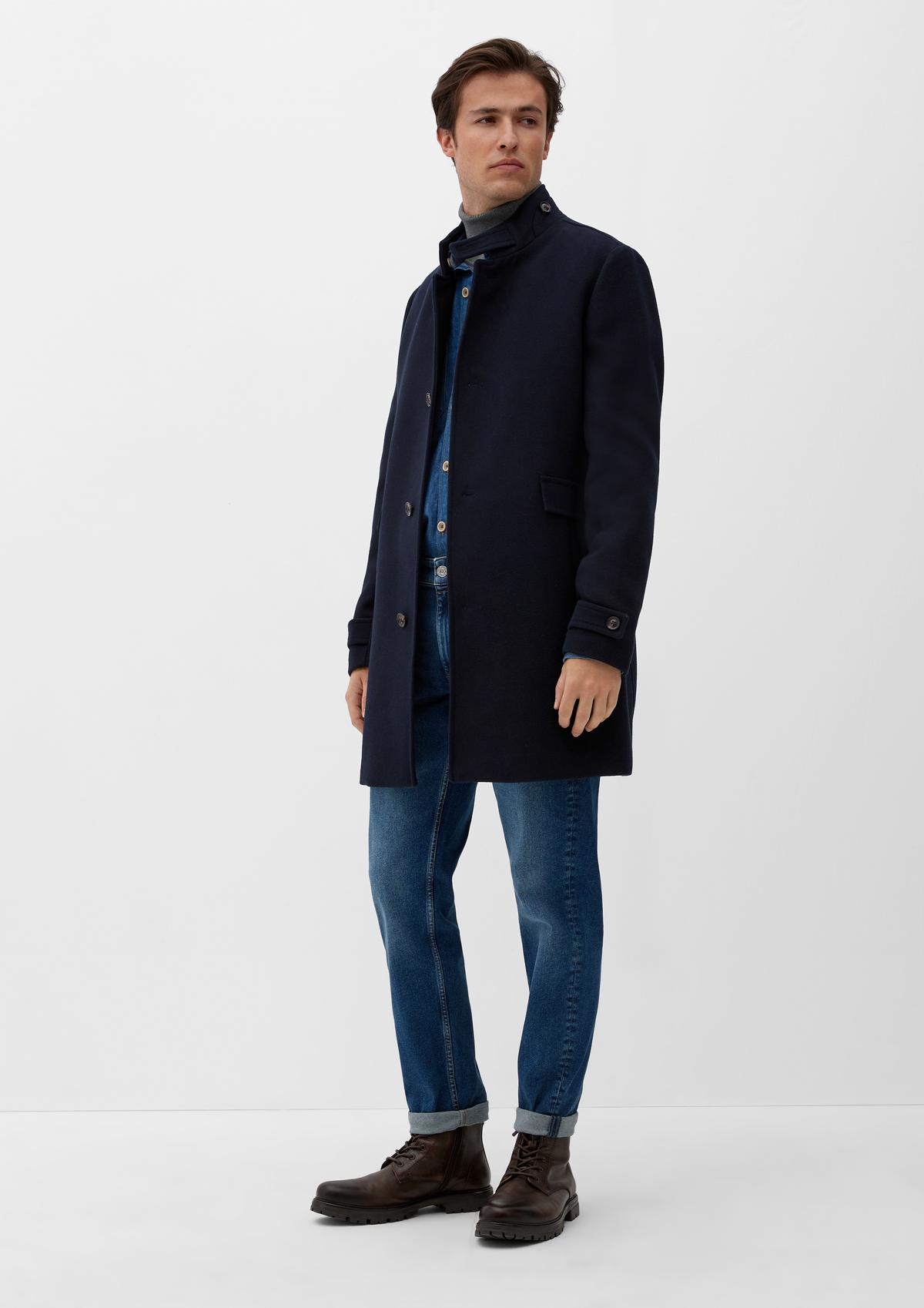 Wool blend coat with a closable collar - navy | s.Oliver