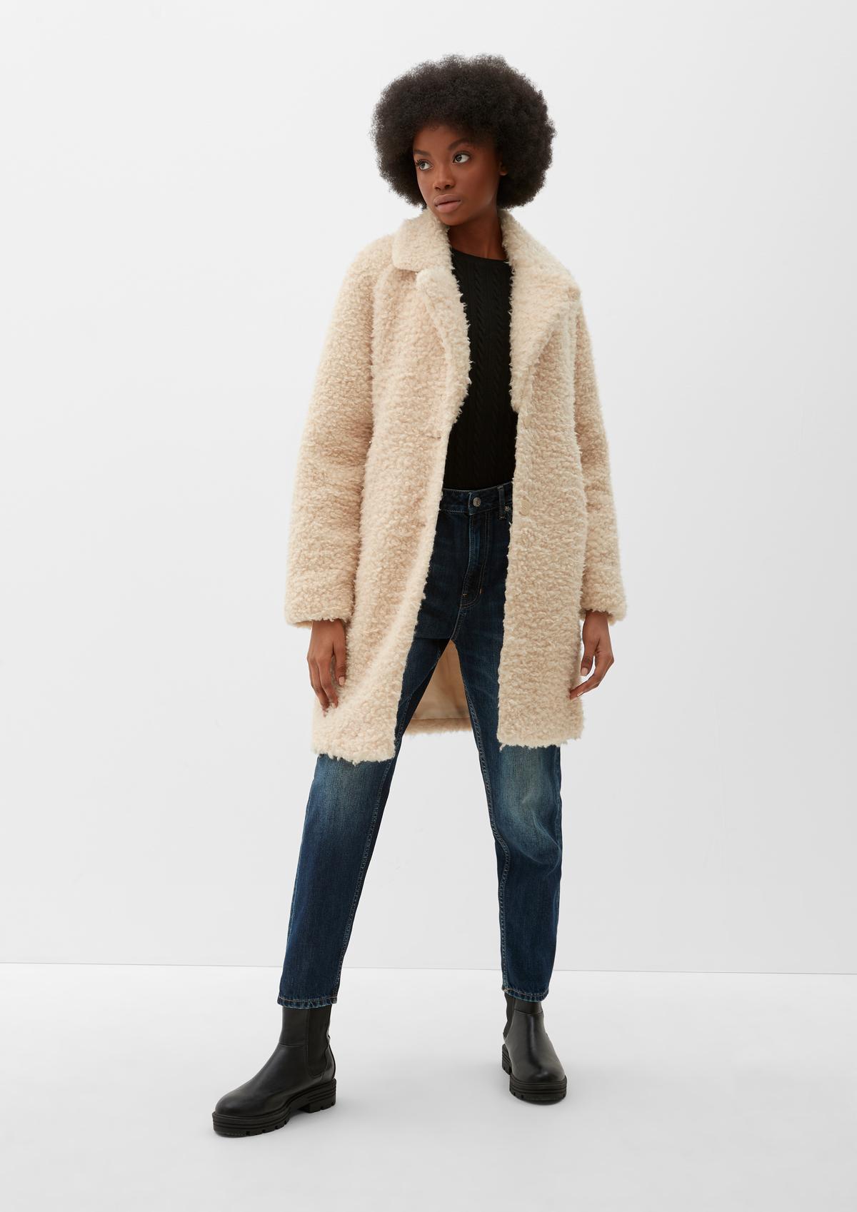 s.Oliver Plush coat with a lapel collar