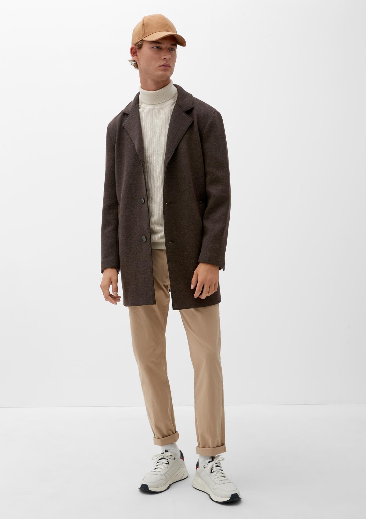 Blended wool coat with a lapel collar 
  
  
 