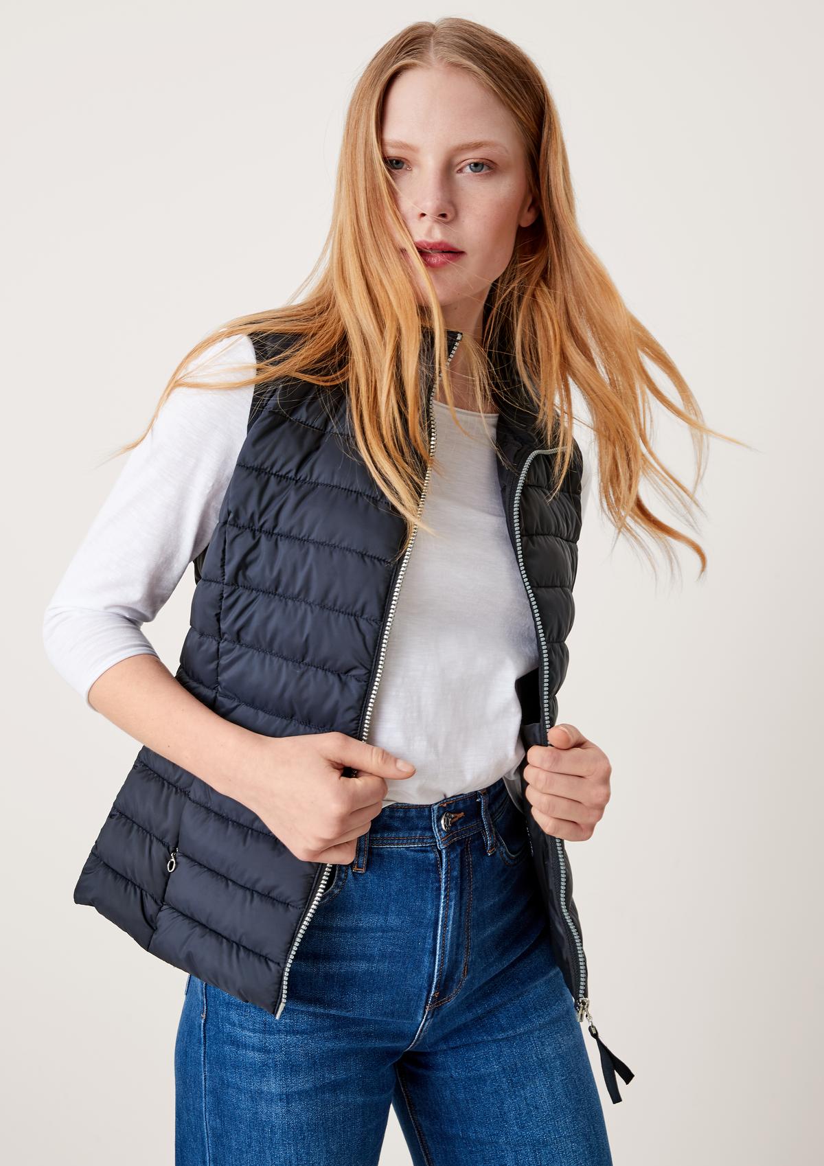 Quilted body warmer with zip pockets - peach