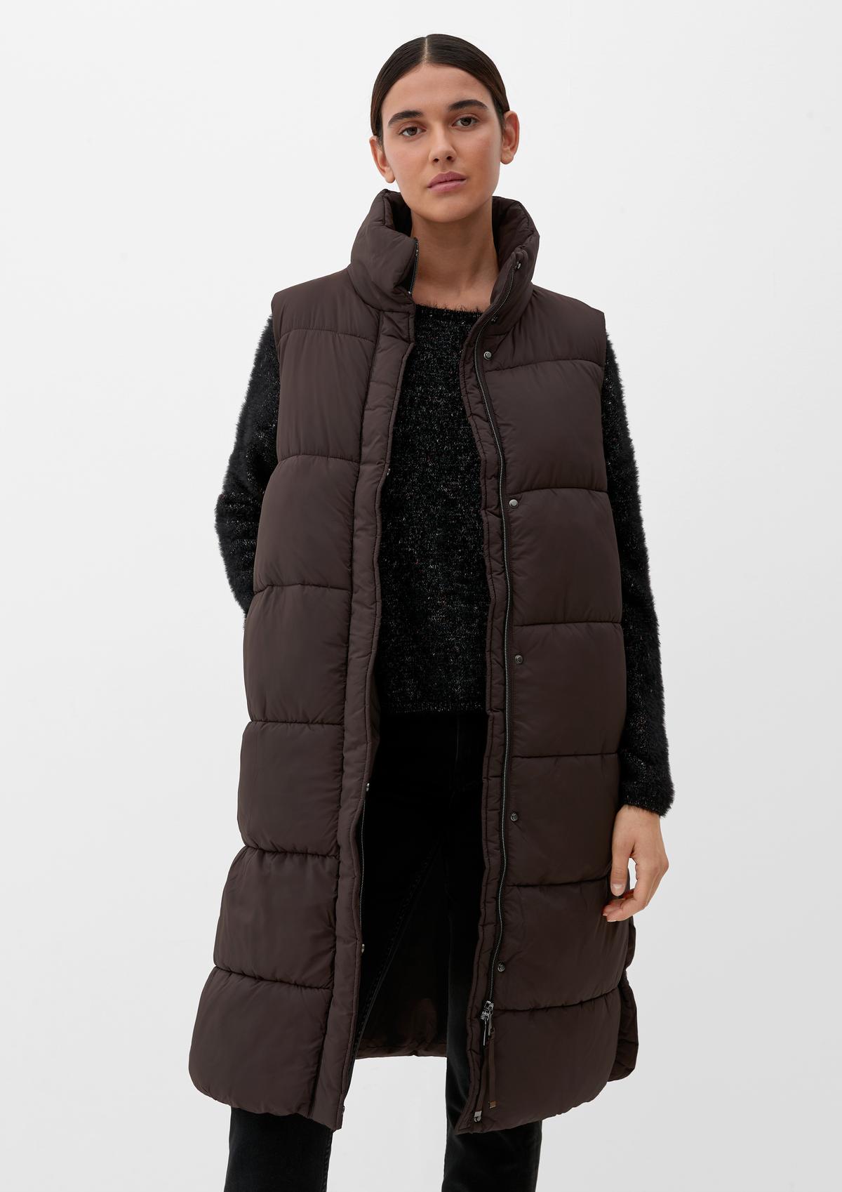 s.Oliver Long quilted body warmer with a stand-up collar