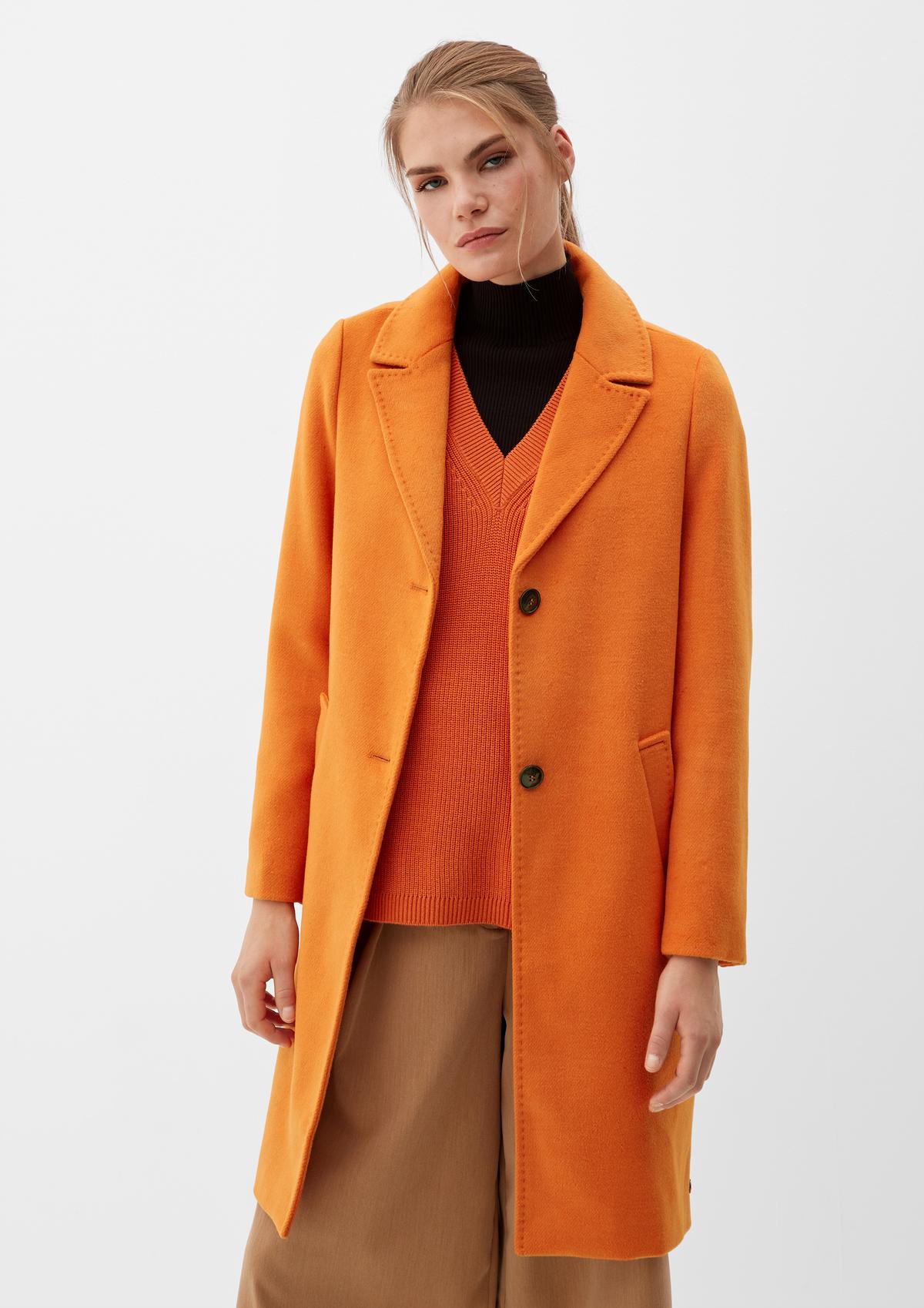Wool blend coat with lapel collar