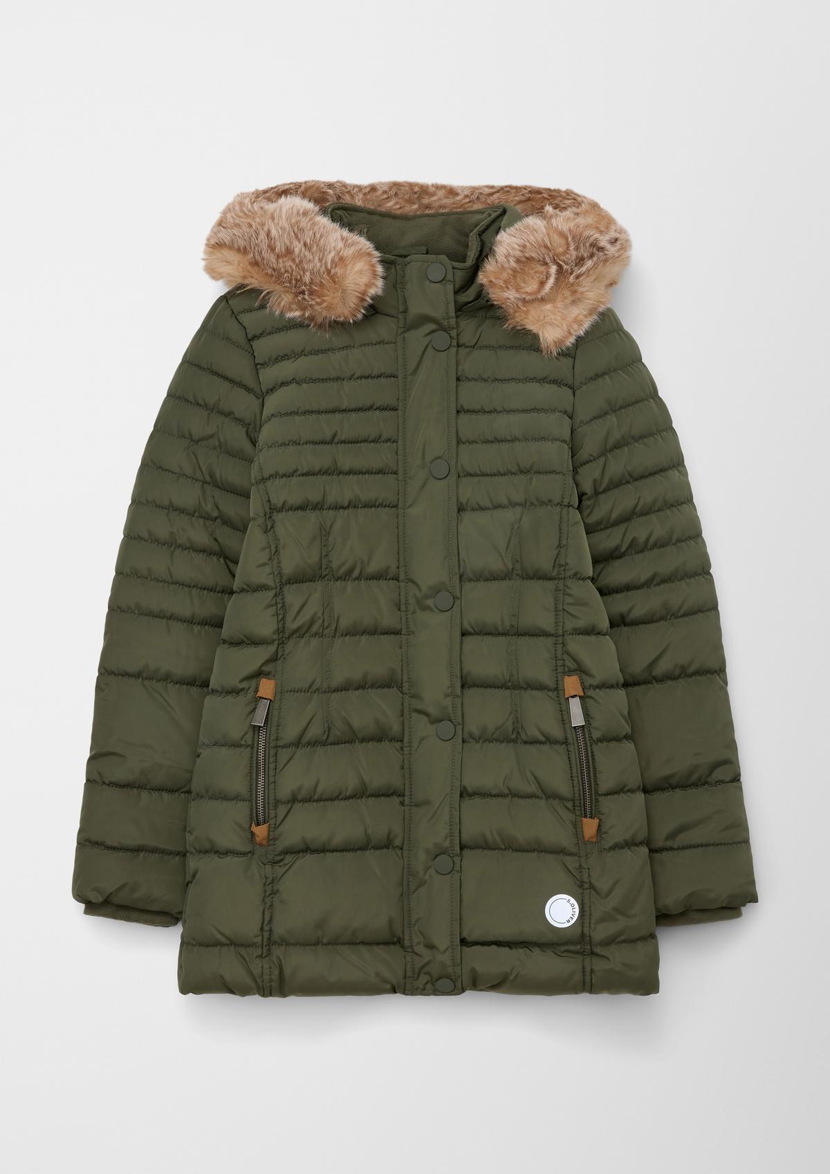 s.Oliver Quilted jacket with a detachable faux fur trim