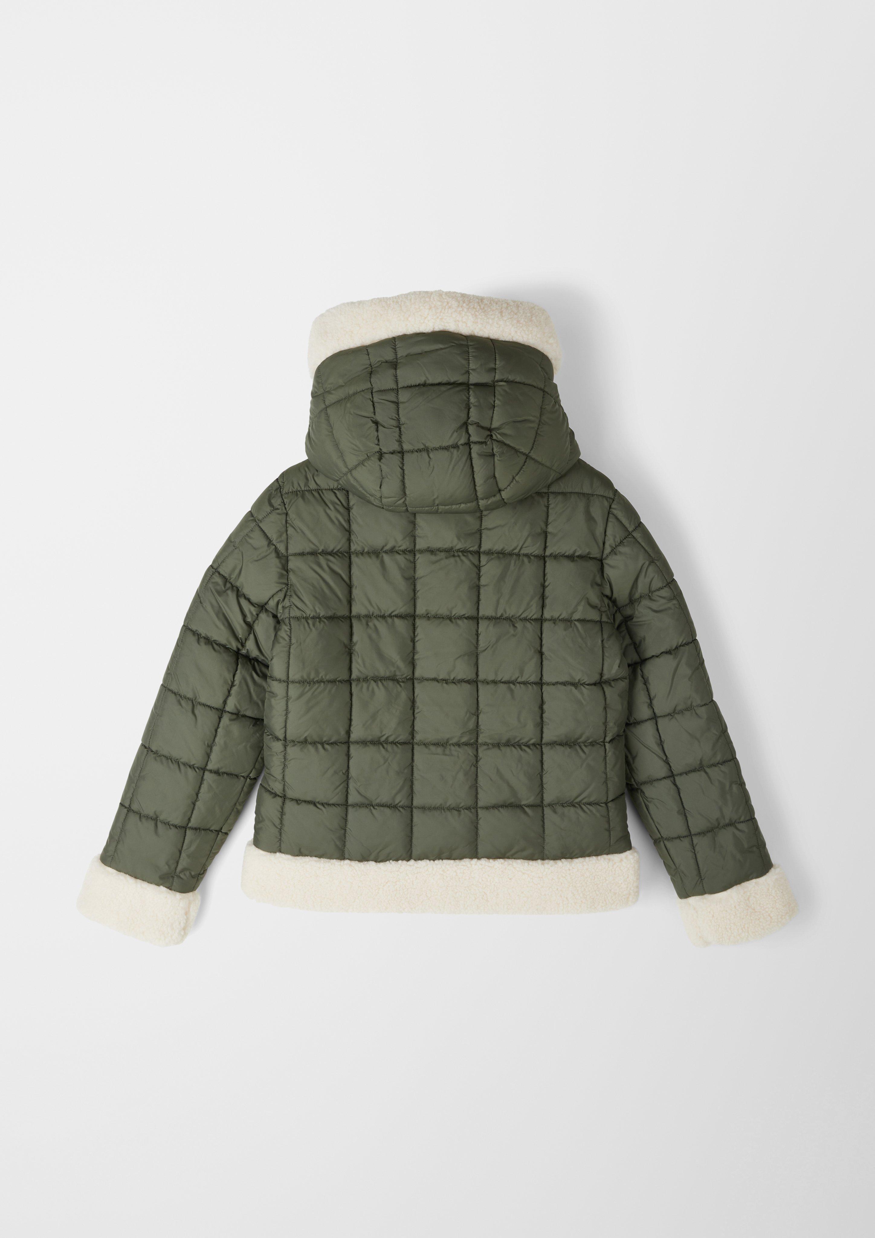 Quilted coat with fur details olive s.Oliver