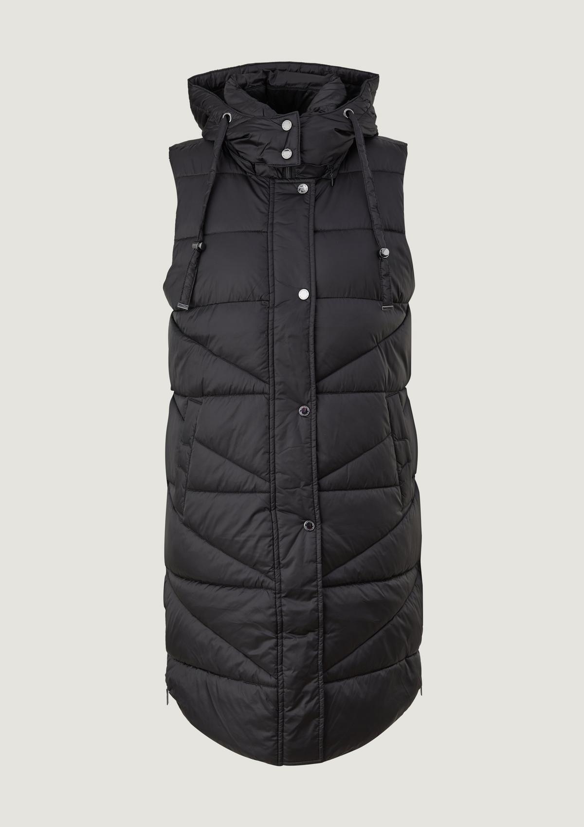 comma Long quilted body warmer with a hood