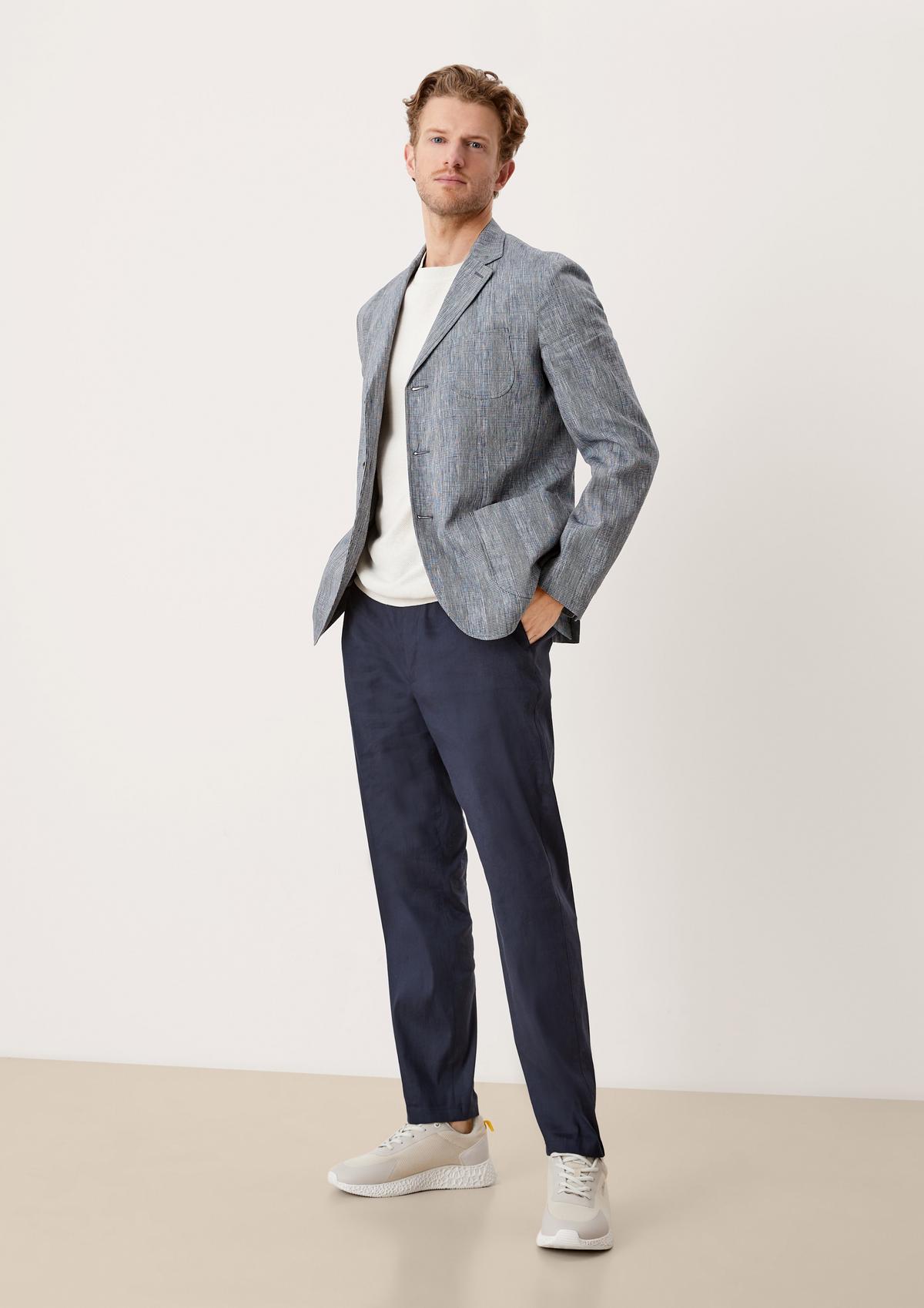 s.Oliver Linen tailored jacket with Prince of Wales check pattern