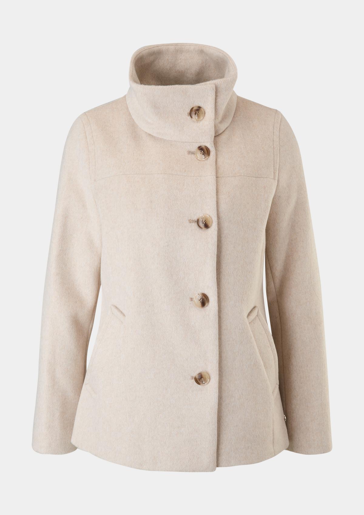 Wool coat with a high collar - navy