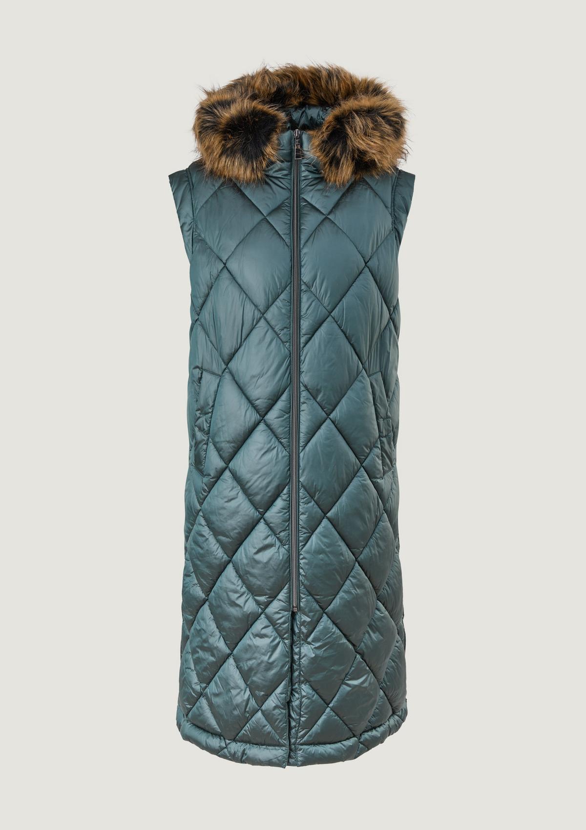 comma Quilted body warmer with faux fur trim
