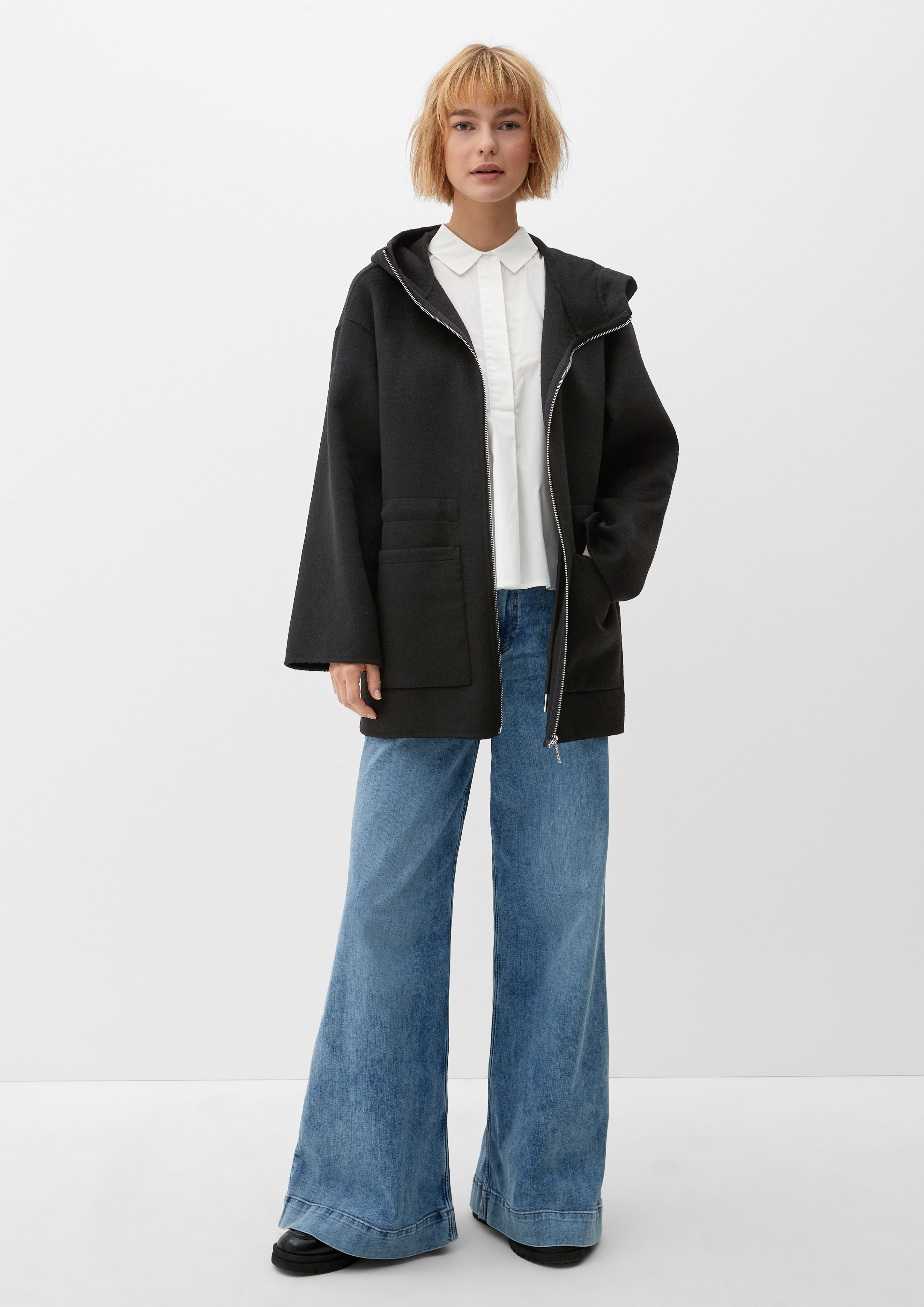 Wool blend coat with a hood beige s.Oliver