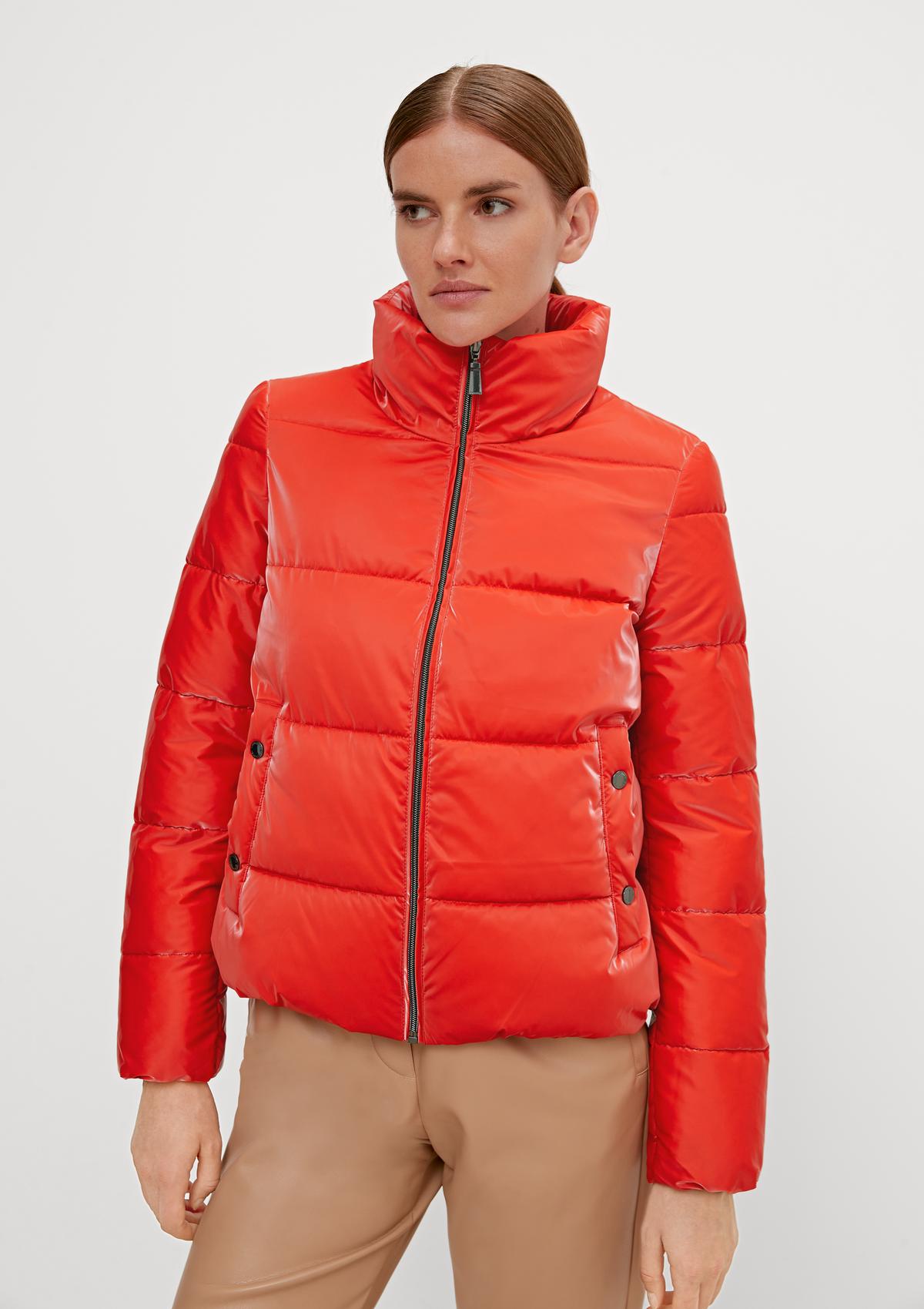 comma Shiny puffer jacket with a stand-up collar