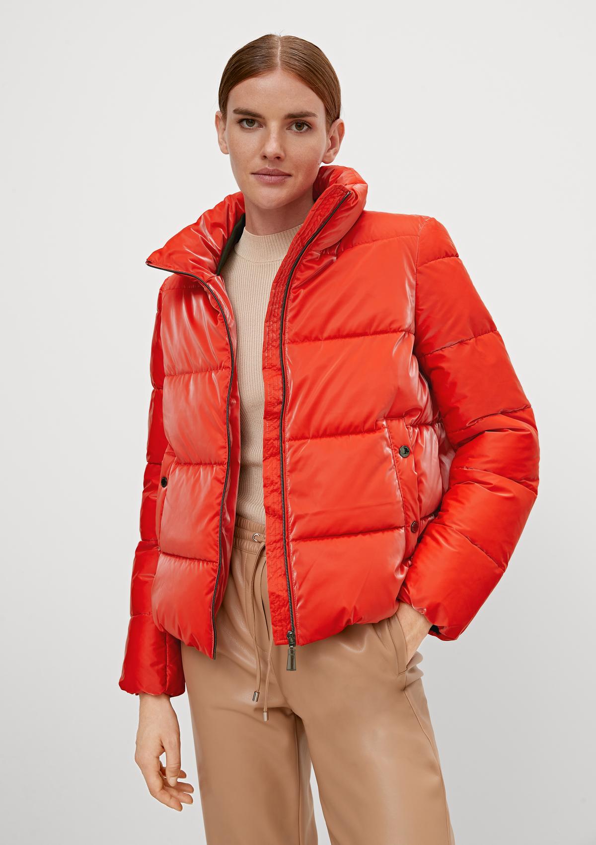 comma Shiny puffer jacket with a stand-up collar