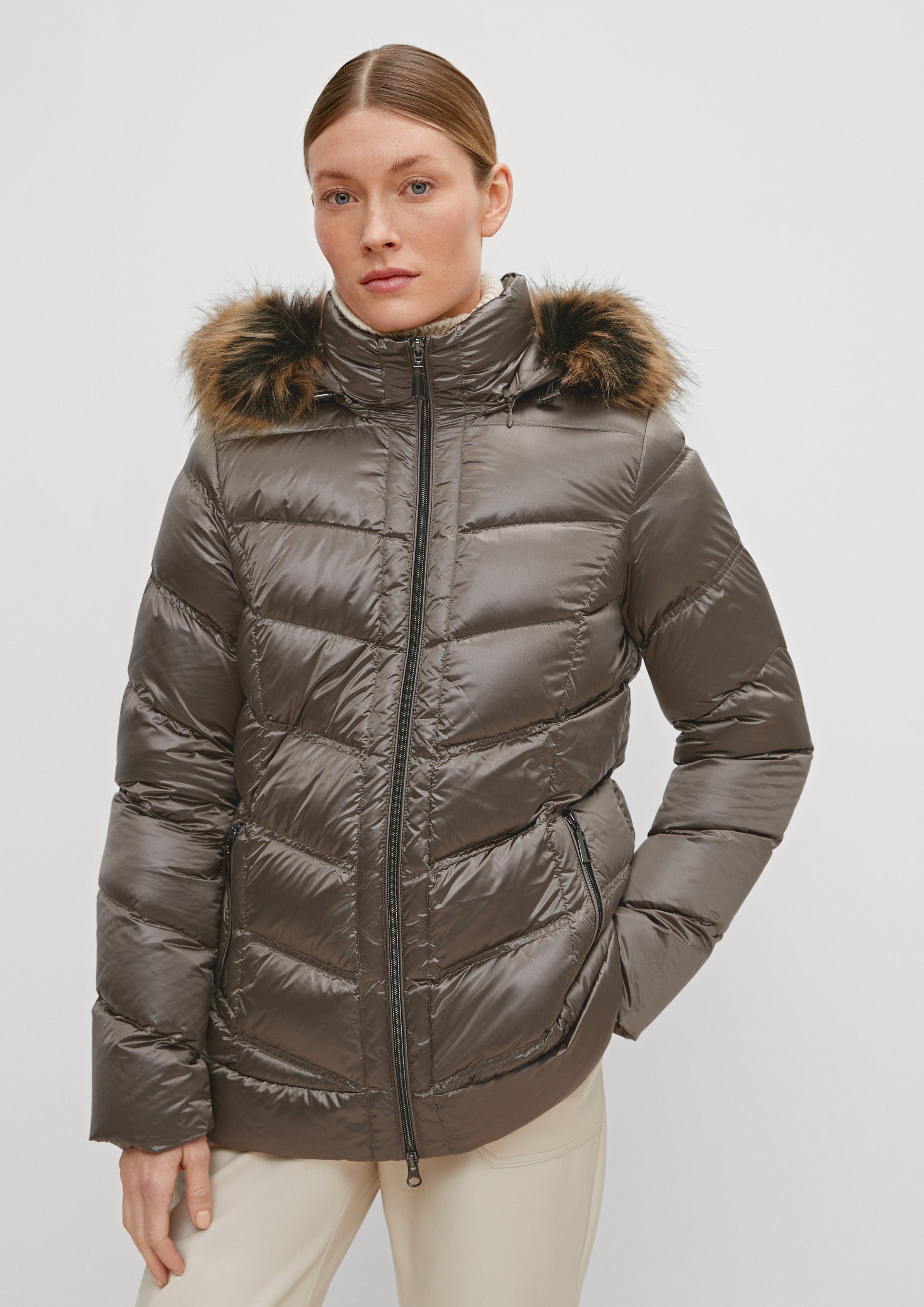 Lightweight quilted jacket with a hood petrol Comma