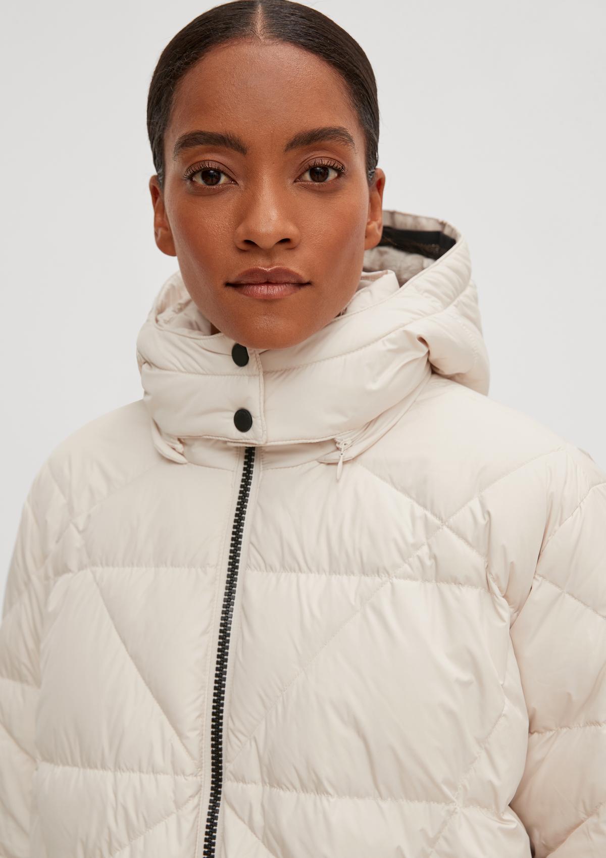 Down jacket with logo quilting - light beige | Comma