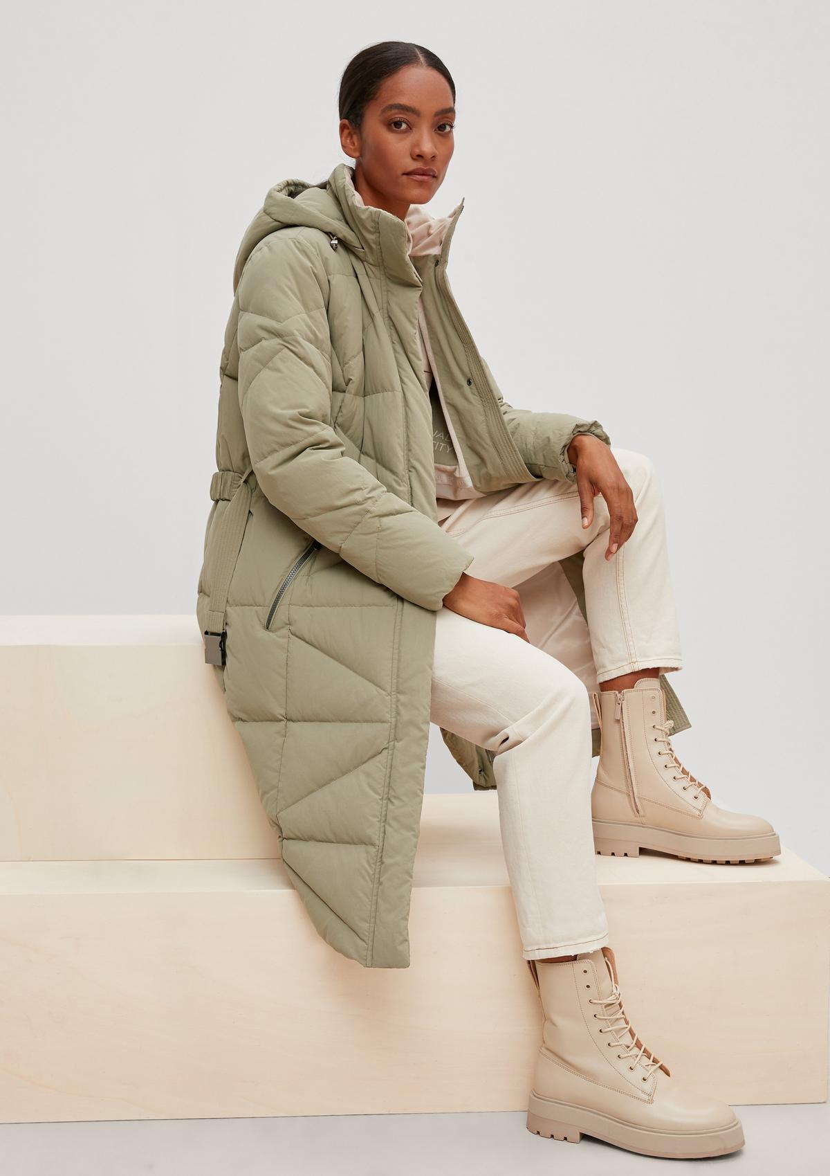 comma Quilted coat with belt