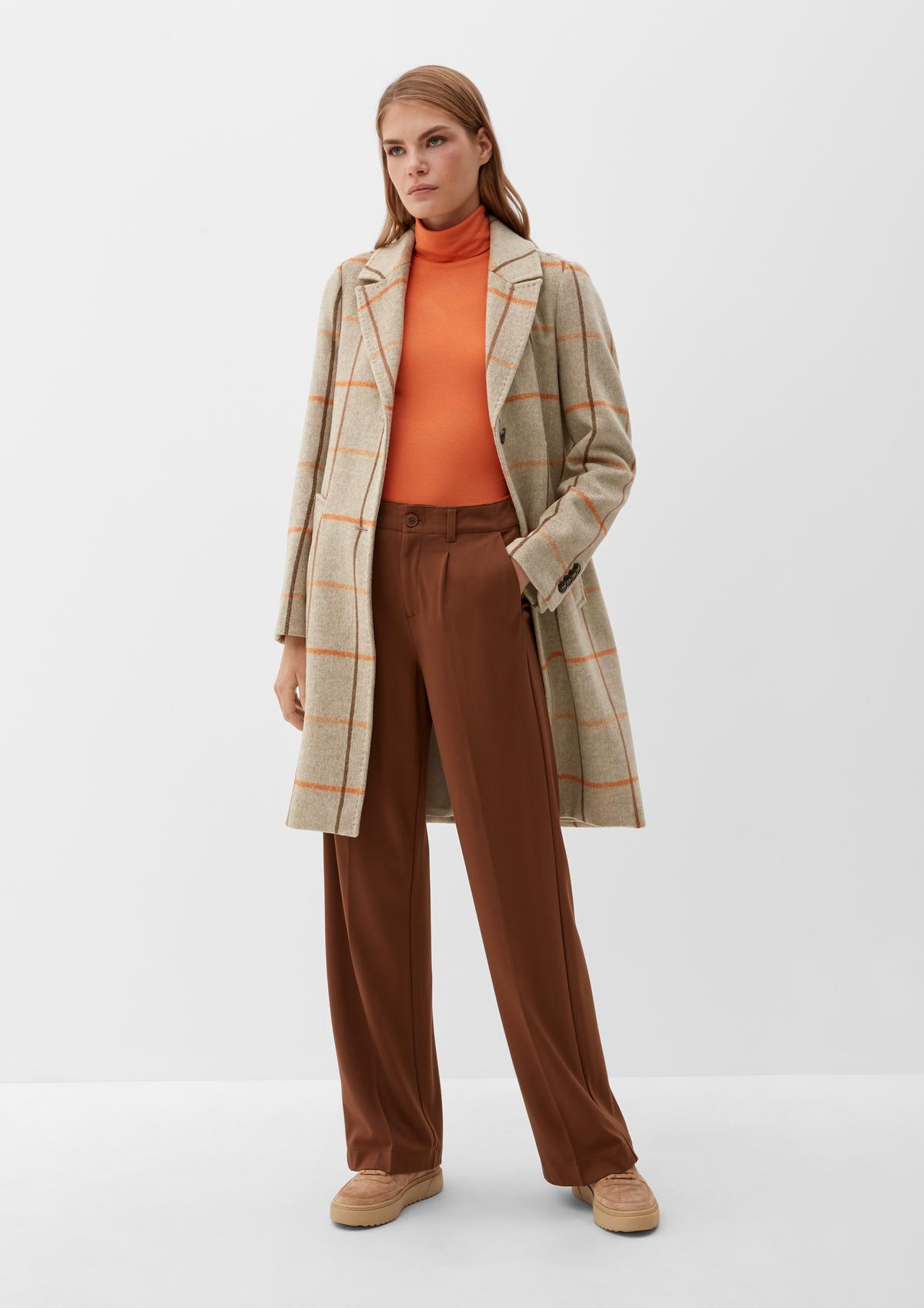 s.Oliver Checked wool blend coat