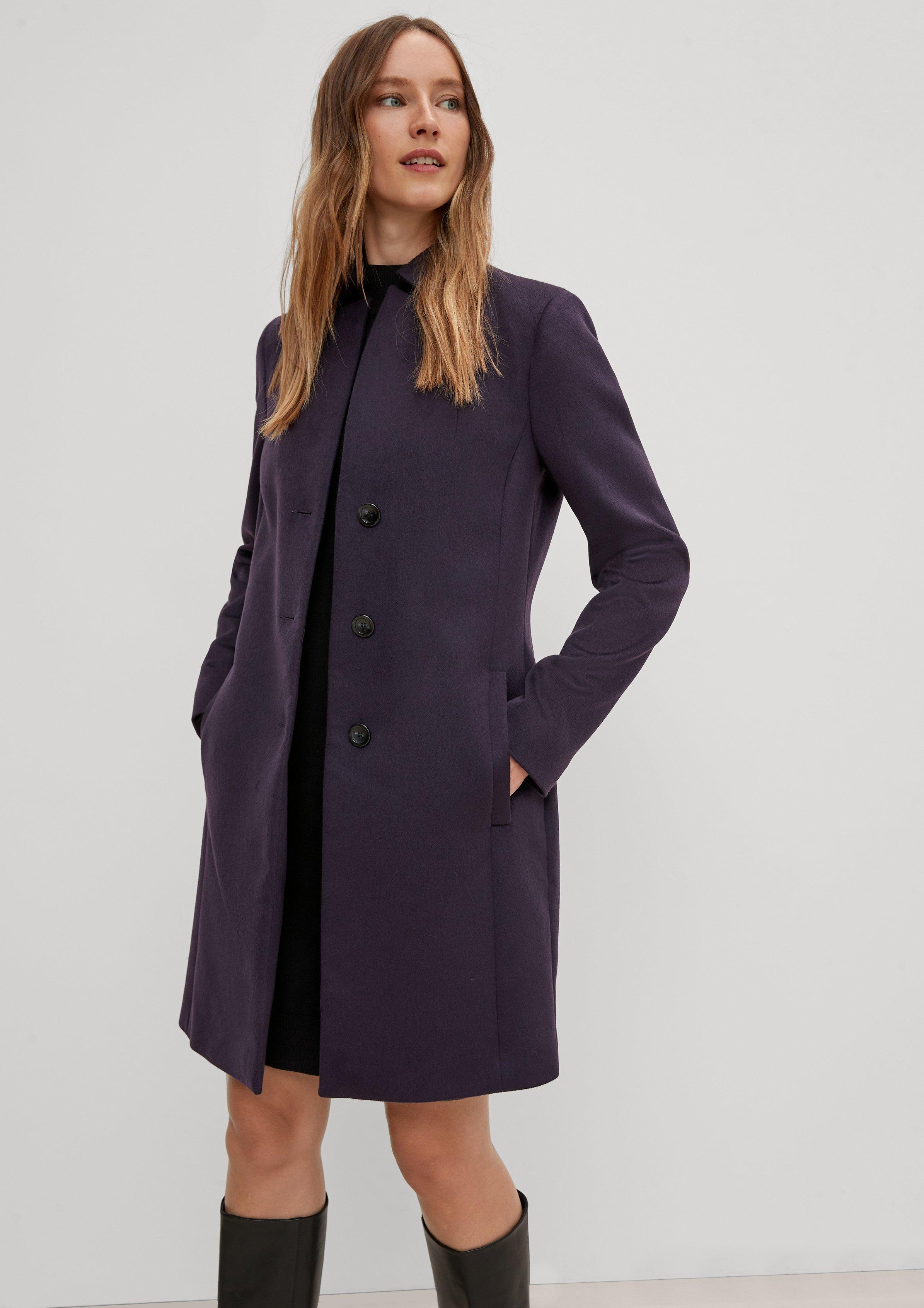 Coat with stand-up lapel collar - lilac | Comma