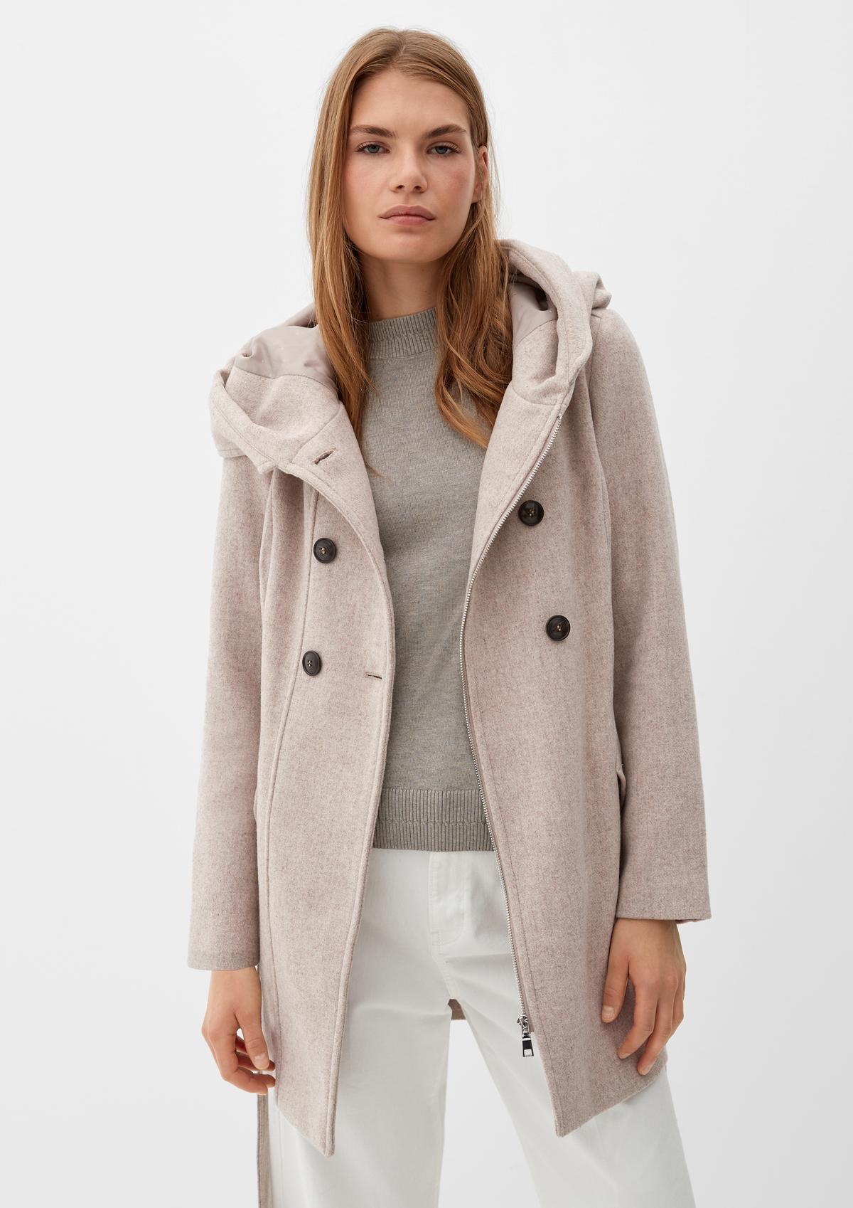 Wool blend coat with a hood
