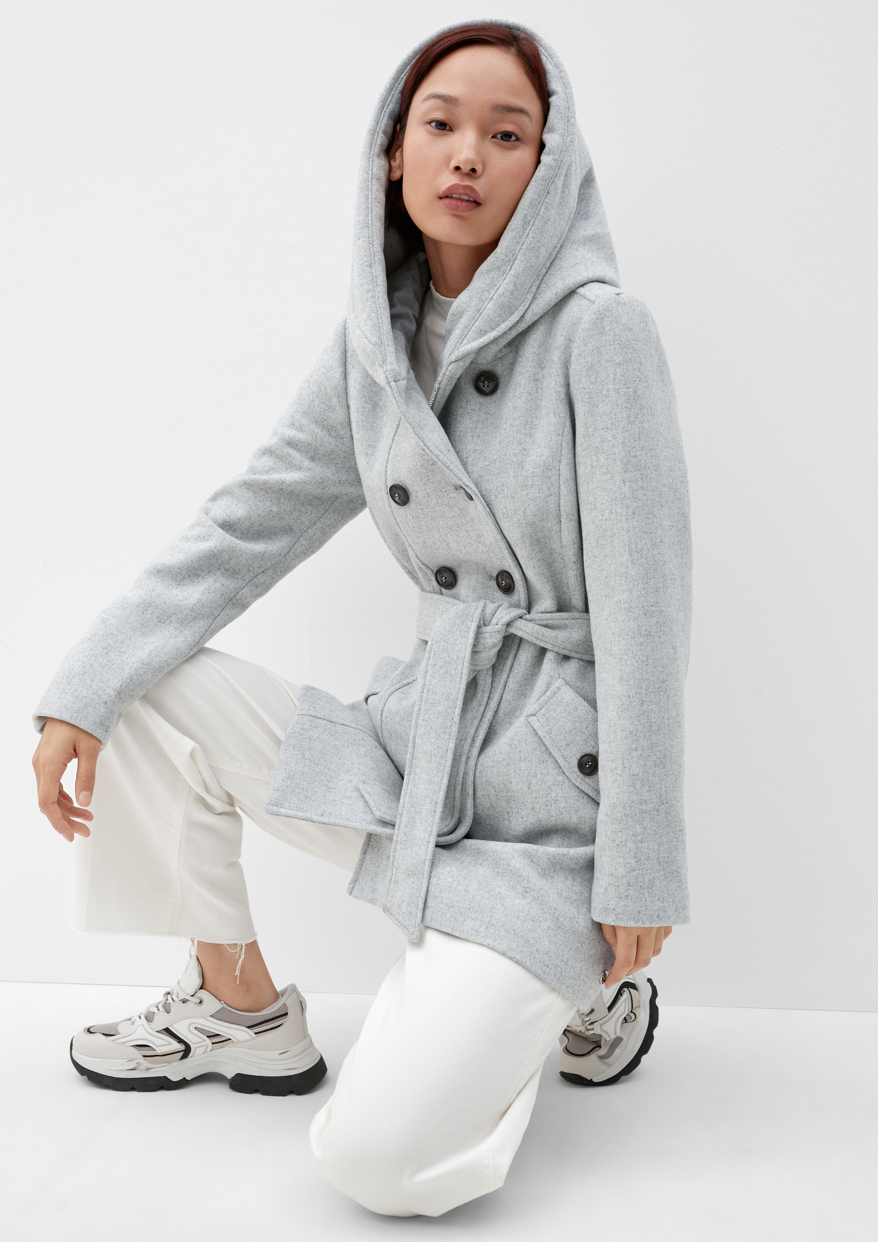 Wool blend clearance coat with hood