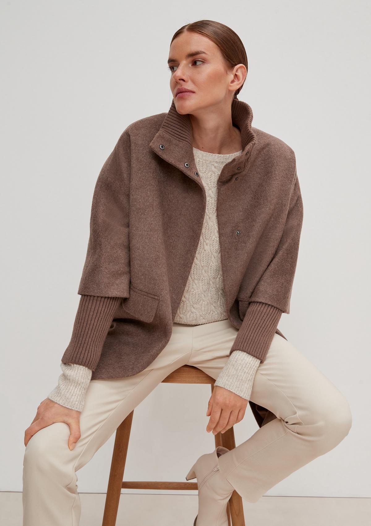comma Wool coat with wide ribbed knit cuffs