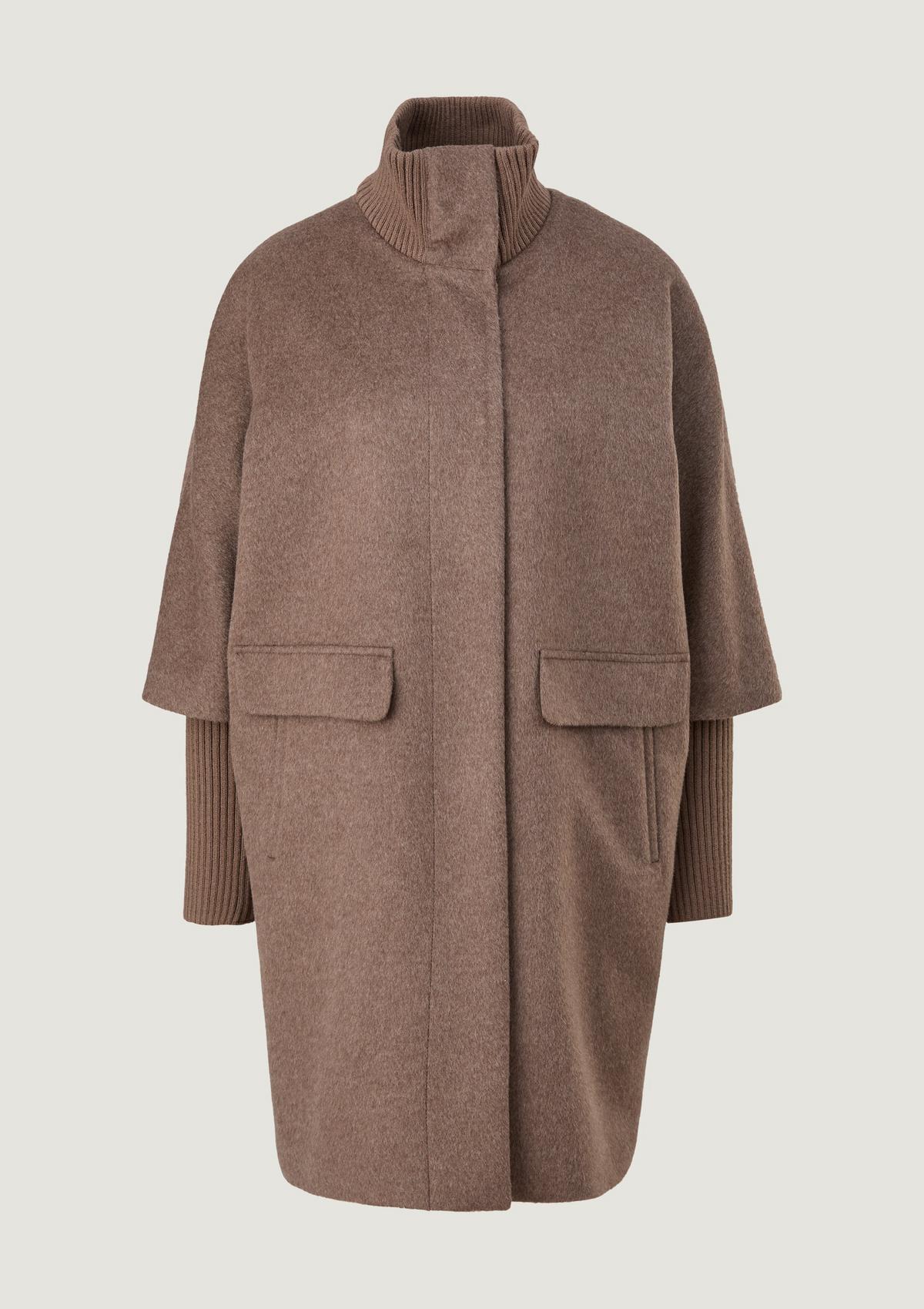 comma Wool coat with wide ribbed knit cuffs