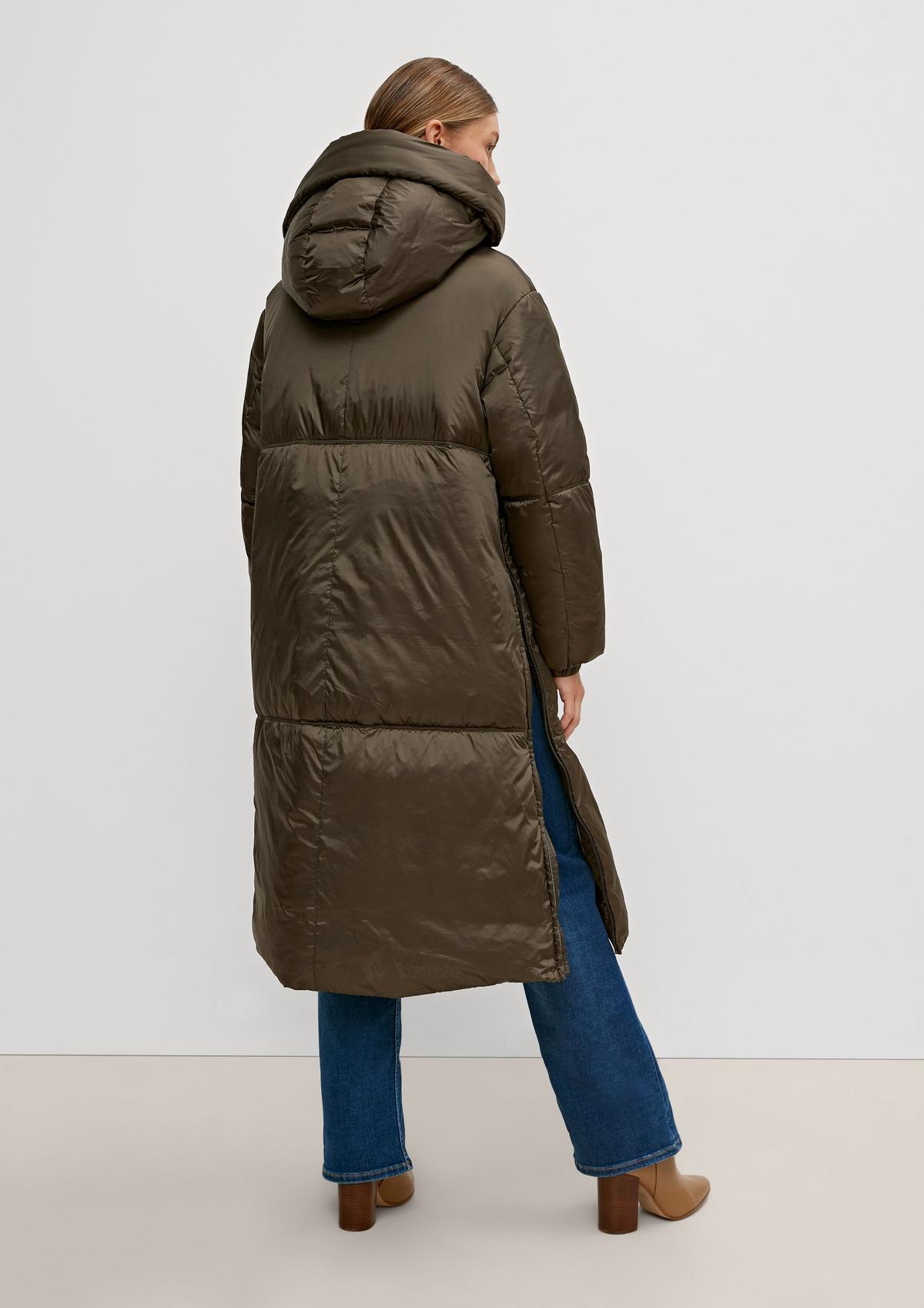 comma Quilted coat with a detachable hood