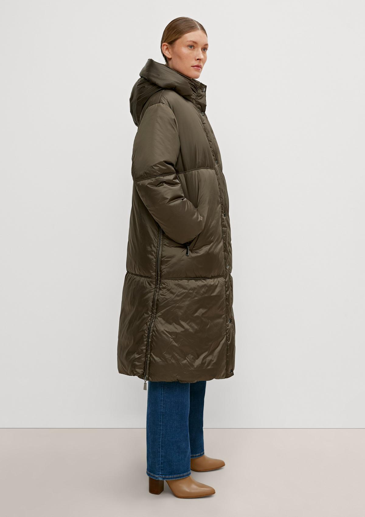 comma Quilted coat with a detachable hood