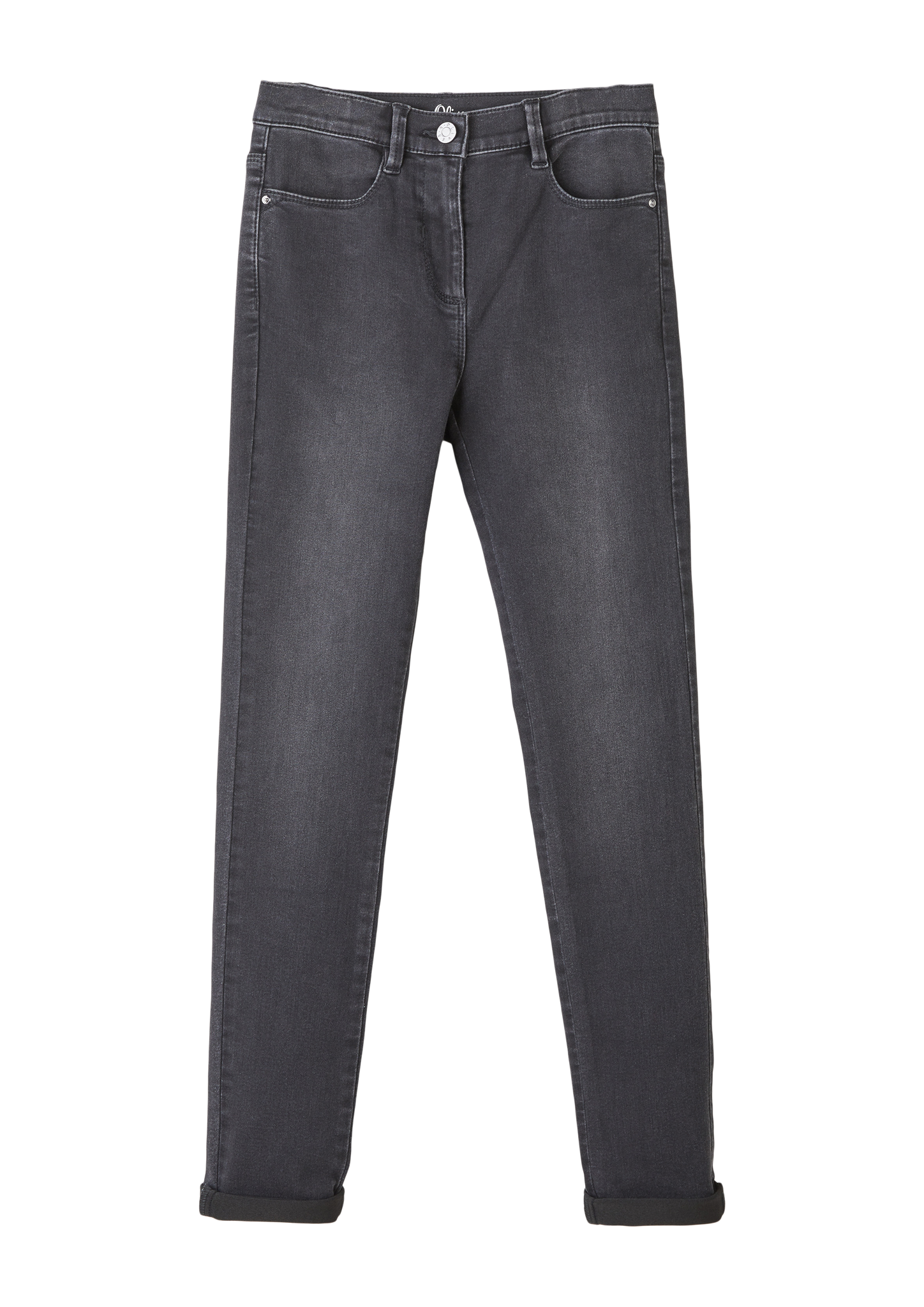 s.Oliver - Treggings Pete / Slim Fit / Mid Rise / Straight Leg, Mädchen, grau