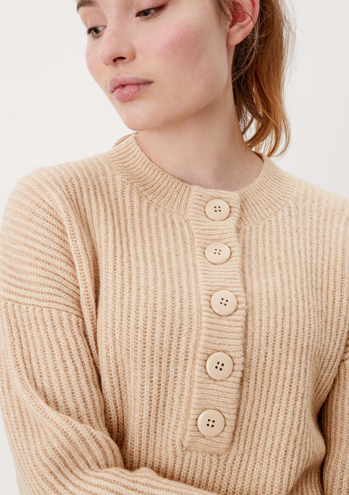 s.Oliver Knitted jumper with a mid-length button placket