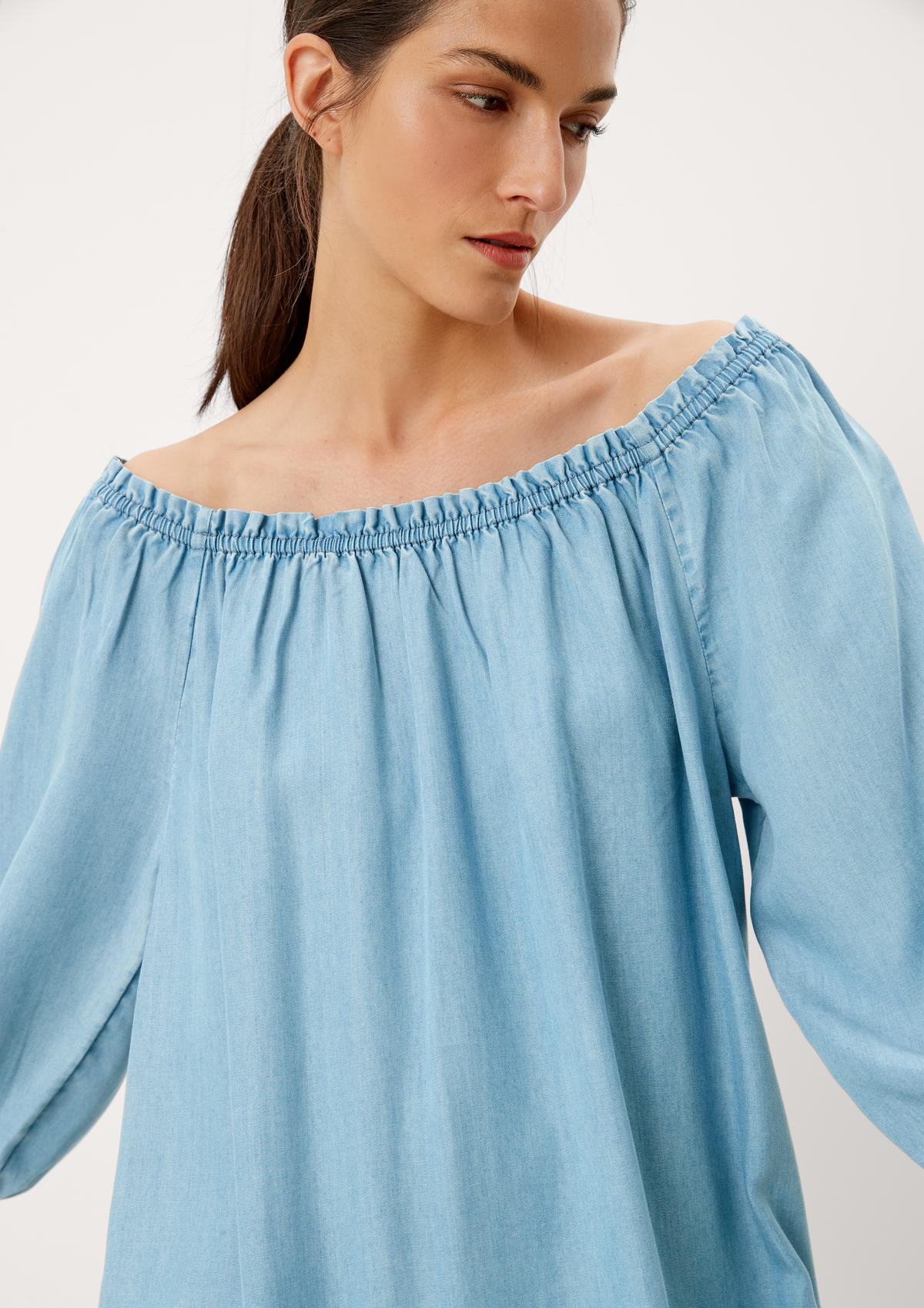 Frühlings-/Sommerschlussverkauf Midi-Kleid mit Rüschendetail blassblau 