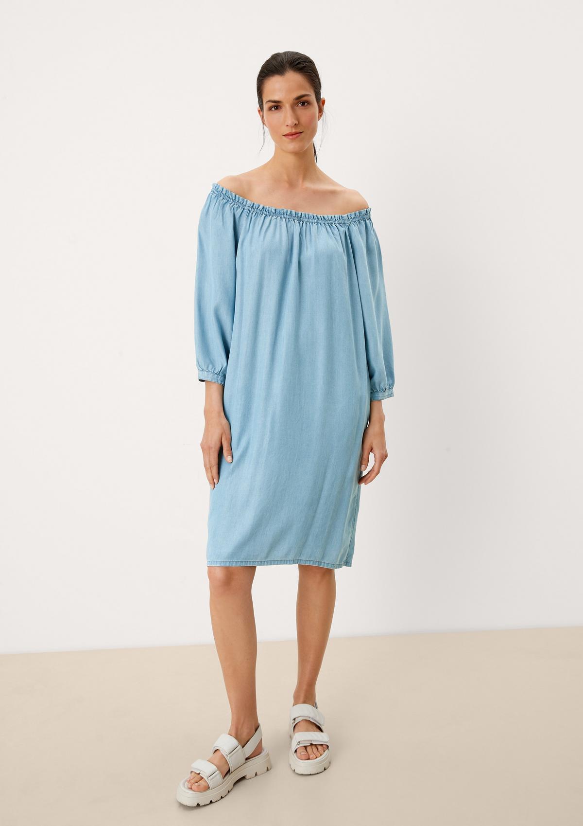 Midi-Kleid mit Rüschendetail - blassblau