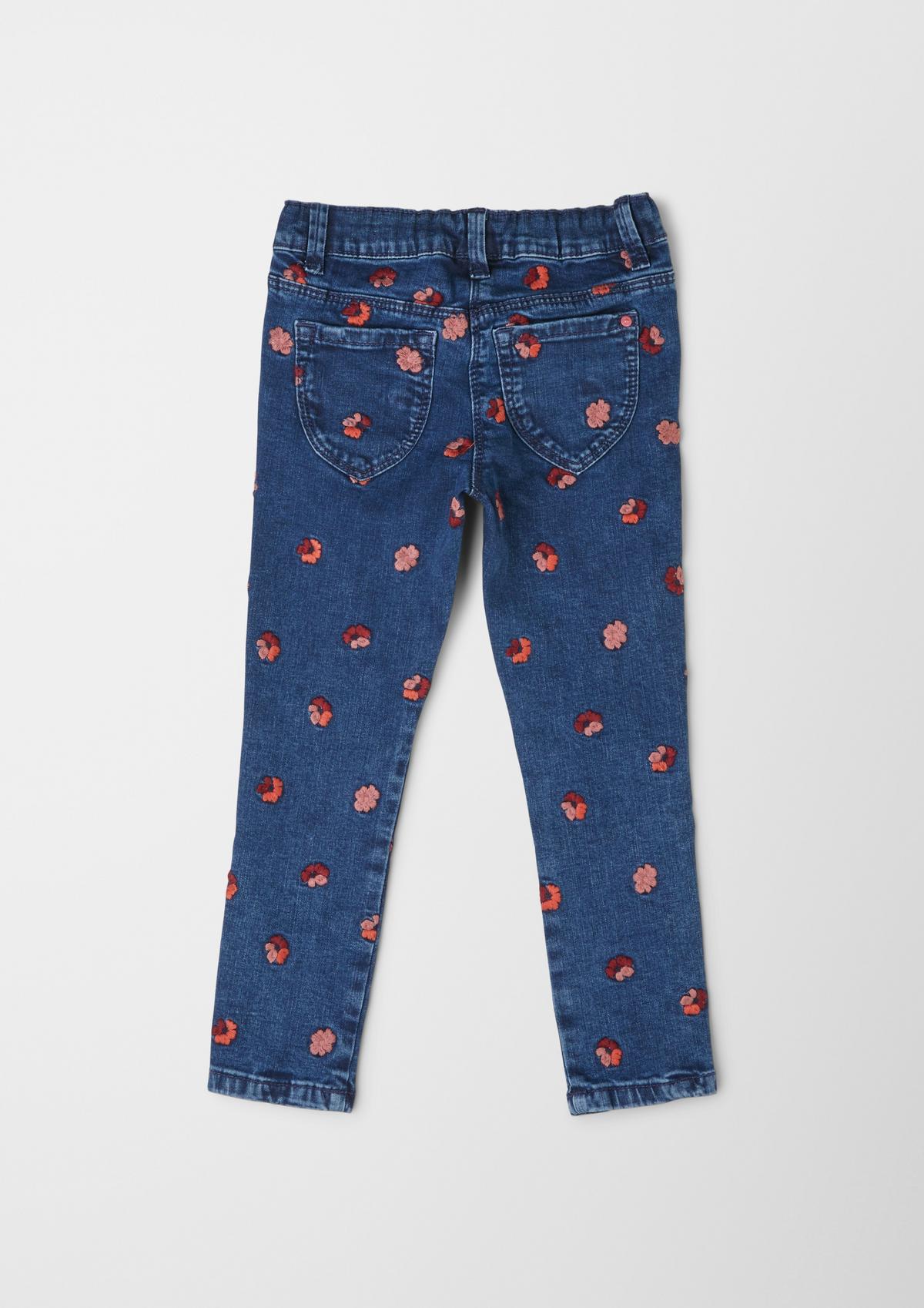 Skinny fit: jeans with dark embroidery - blue